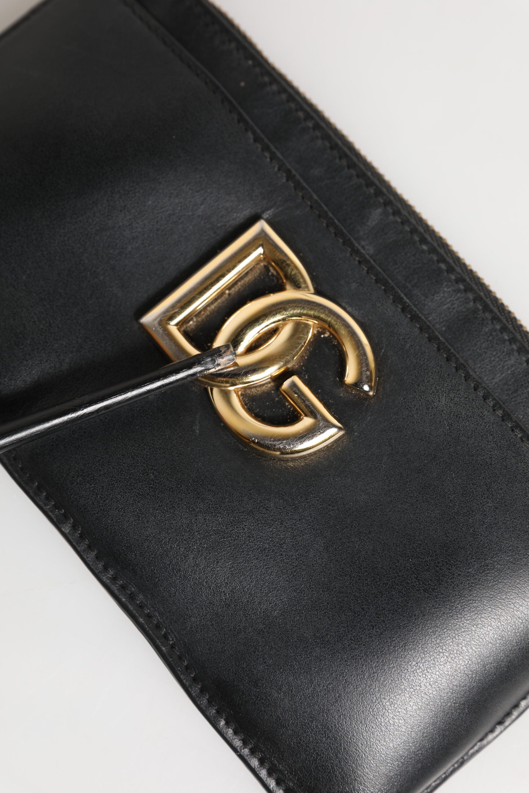 Black Calfskin Leather DG Logo Women Card Holder Wallet