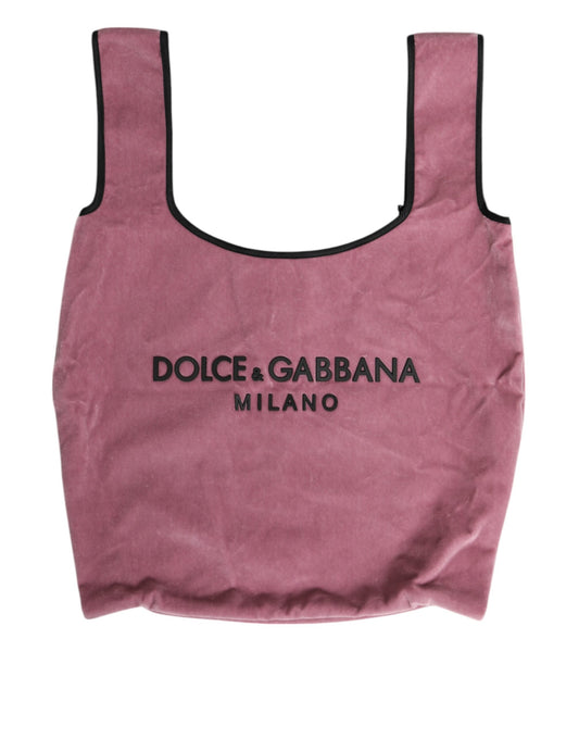 Pink Cotton Velvet DG MILANO Shoulder Shopping Borse Bag