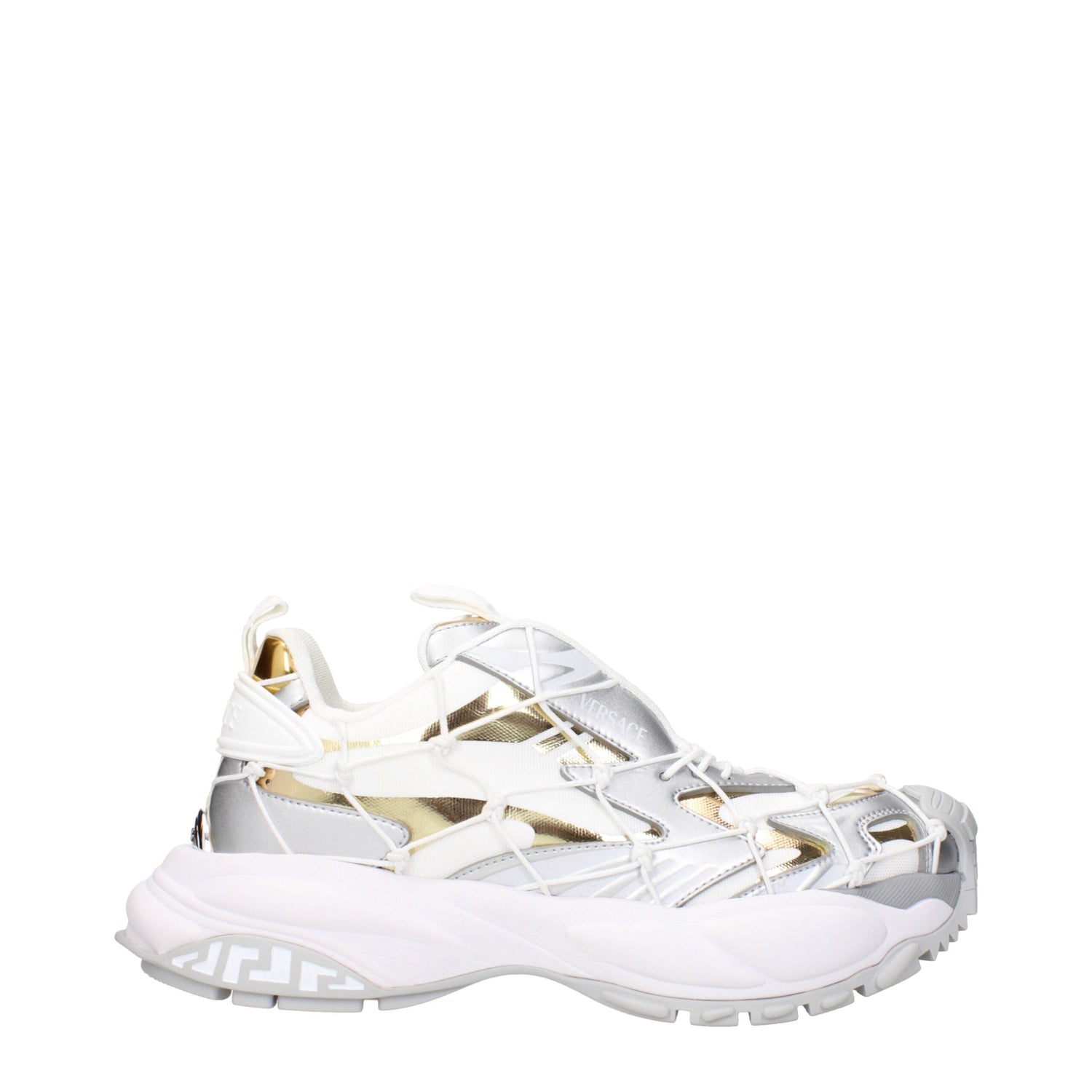 White Fabric Chunky Sneakers