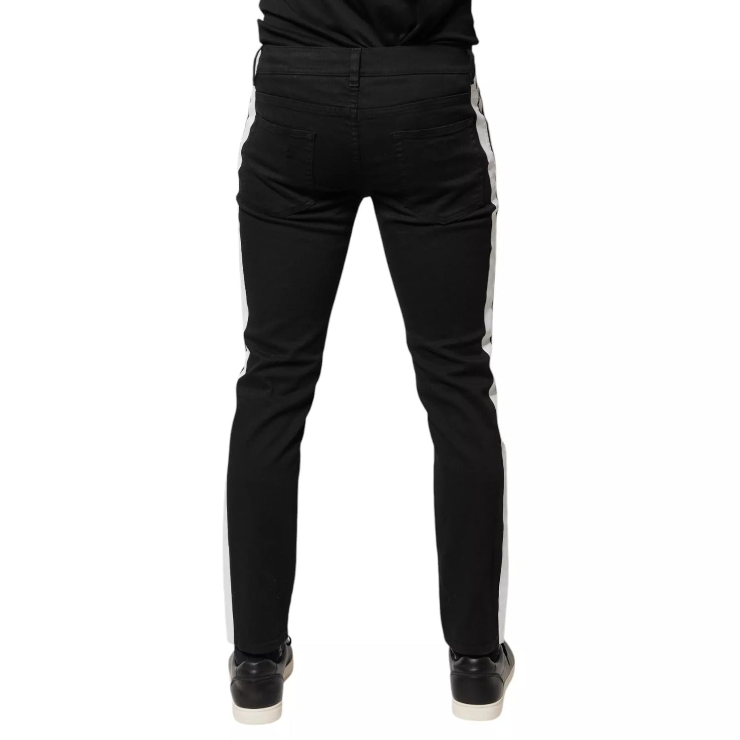 Black Tattered White Lining Skinny Denim Jeans
