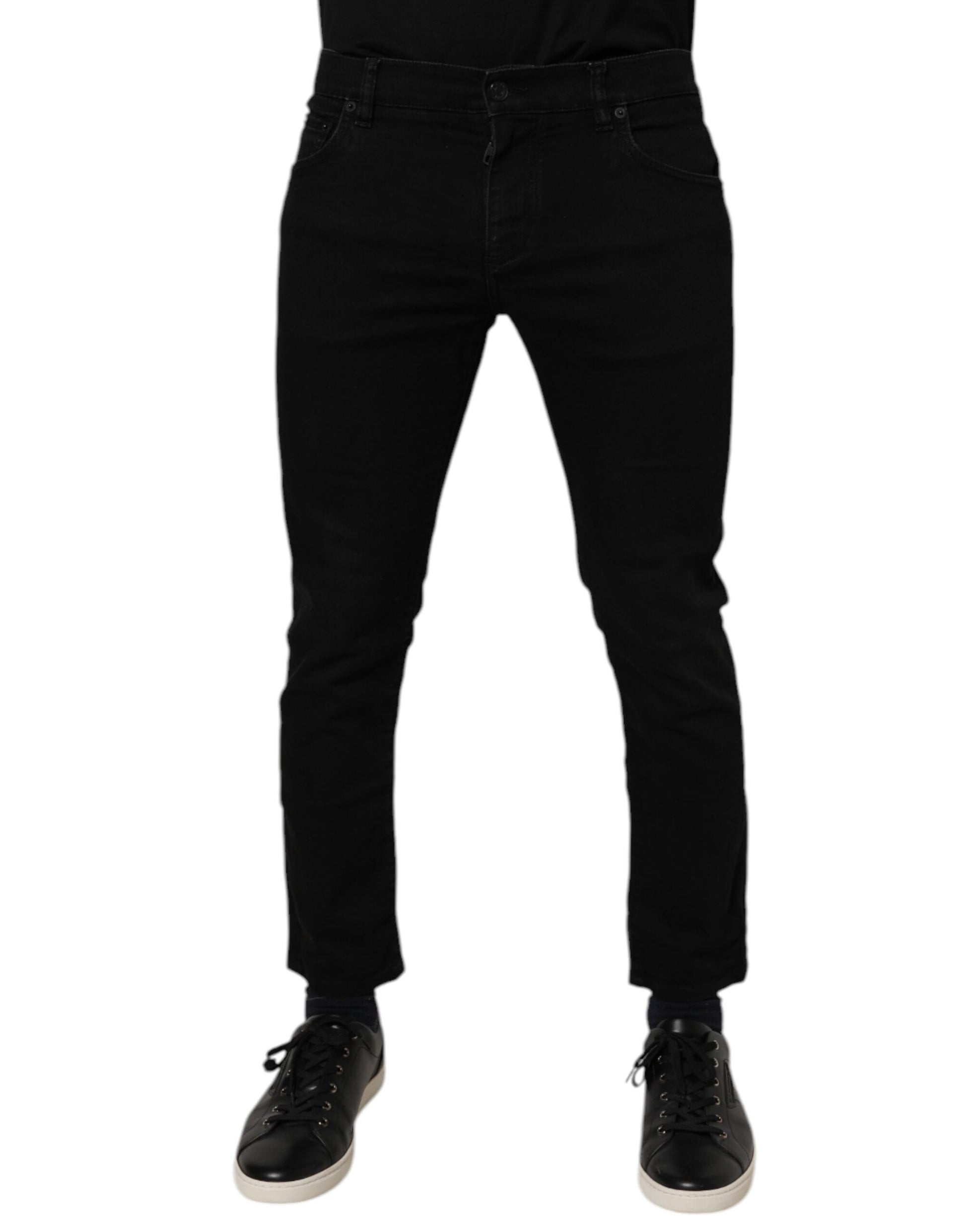 Black Cotton Skinny Jeans Men Trouser Pants