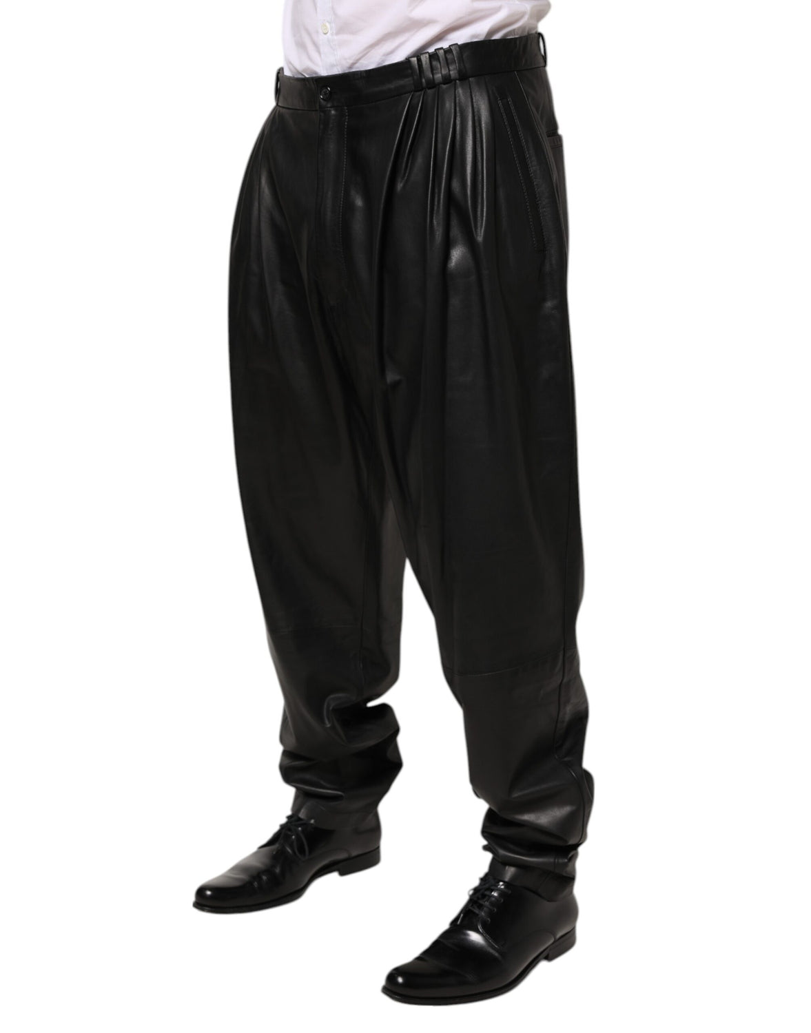Black Lamb Leather Trousers Men Pants