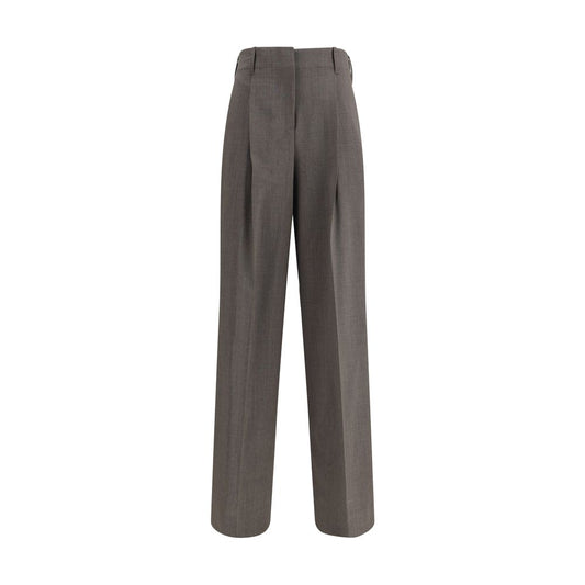 Gray Elastane Dress Pants