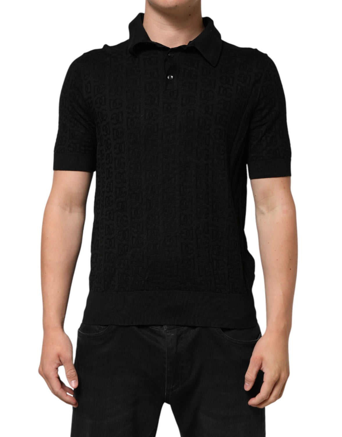 Black Silk Jacquard DG Polo Shirt T-shirt