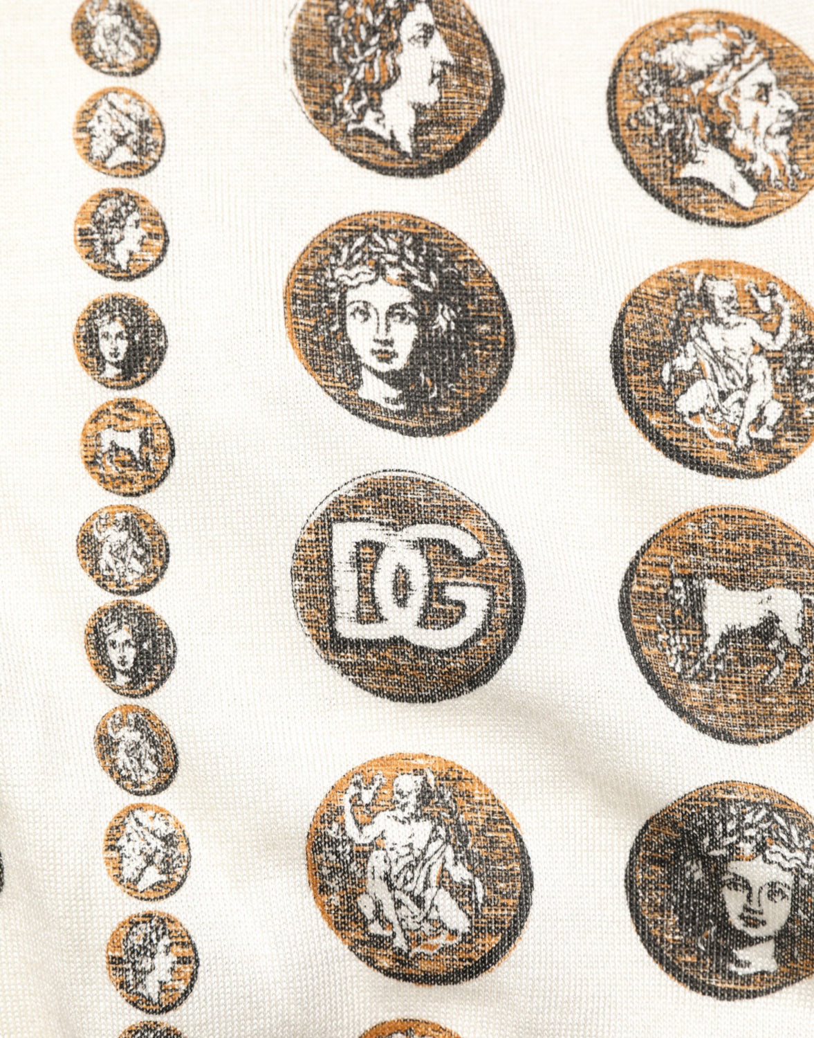 Silk Ivory Coin Print Logo Men Polo T-shirt