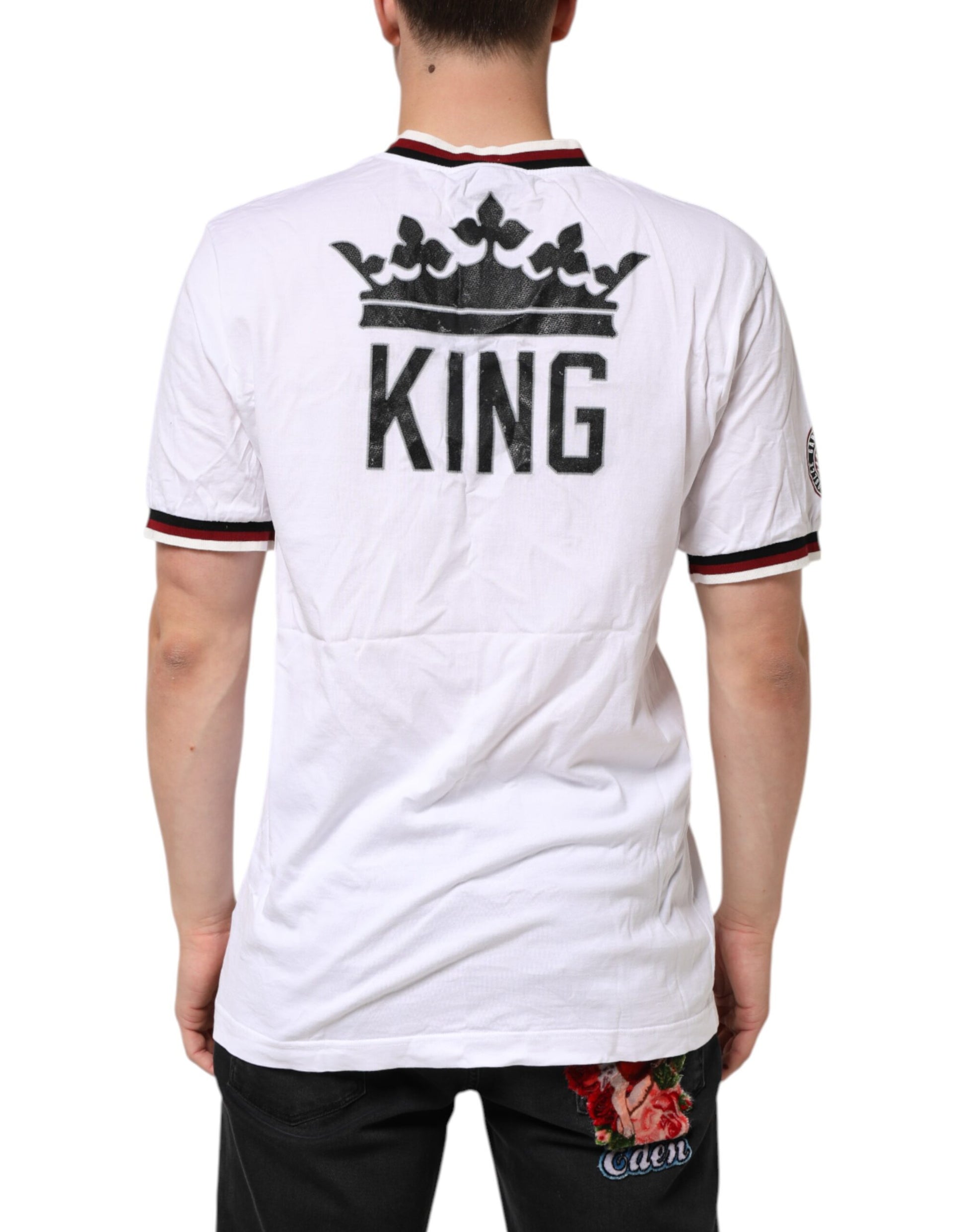 White #DGMillennials King Crown V-neck T-shirt