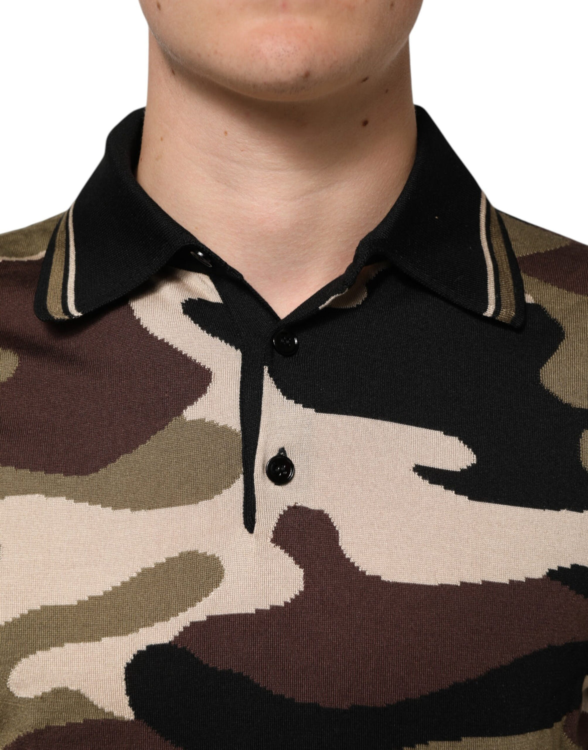 Camouflage Brown Silk Military Polo T-shirt