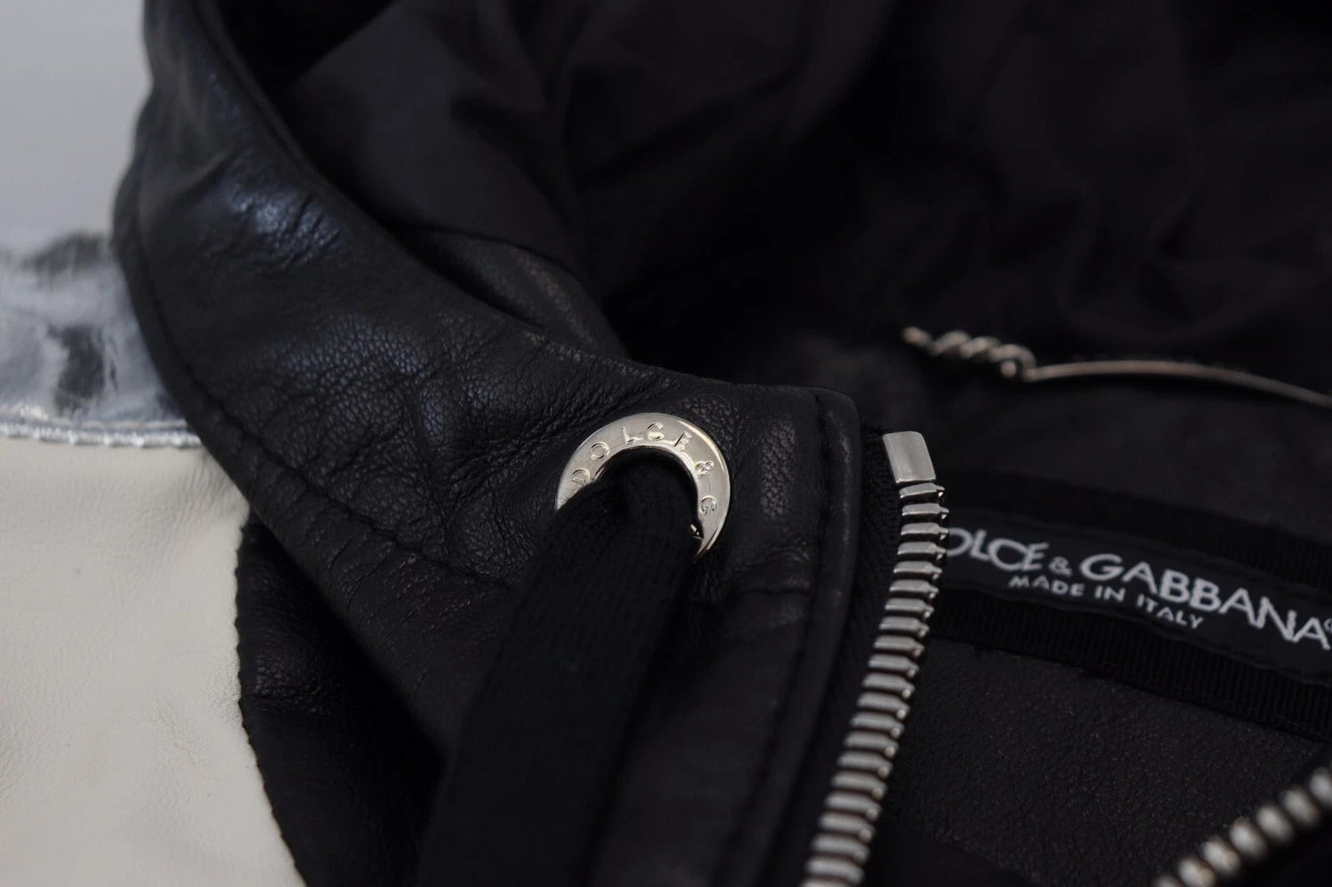 Black Leather Hooded Blouson Jacket