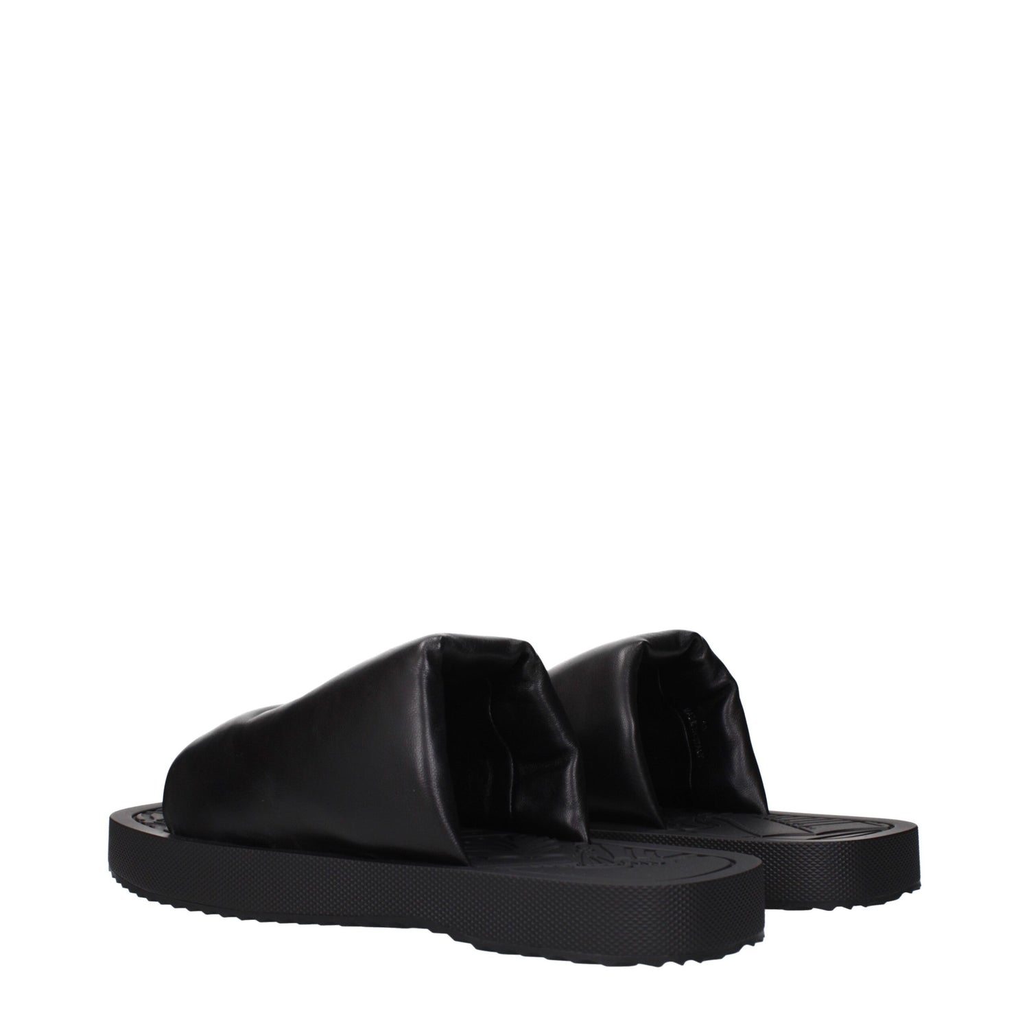 Black Leather Slippers Sandals