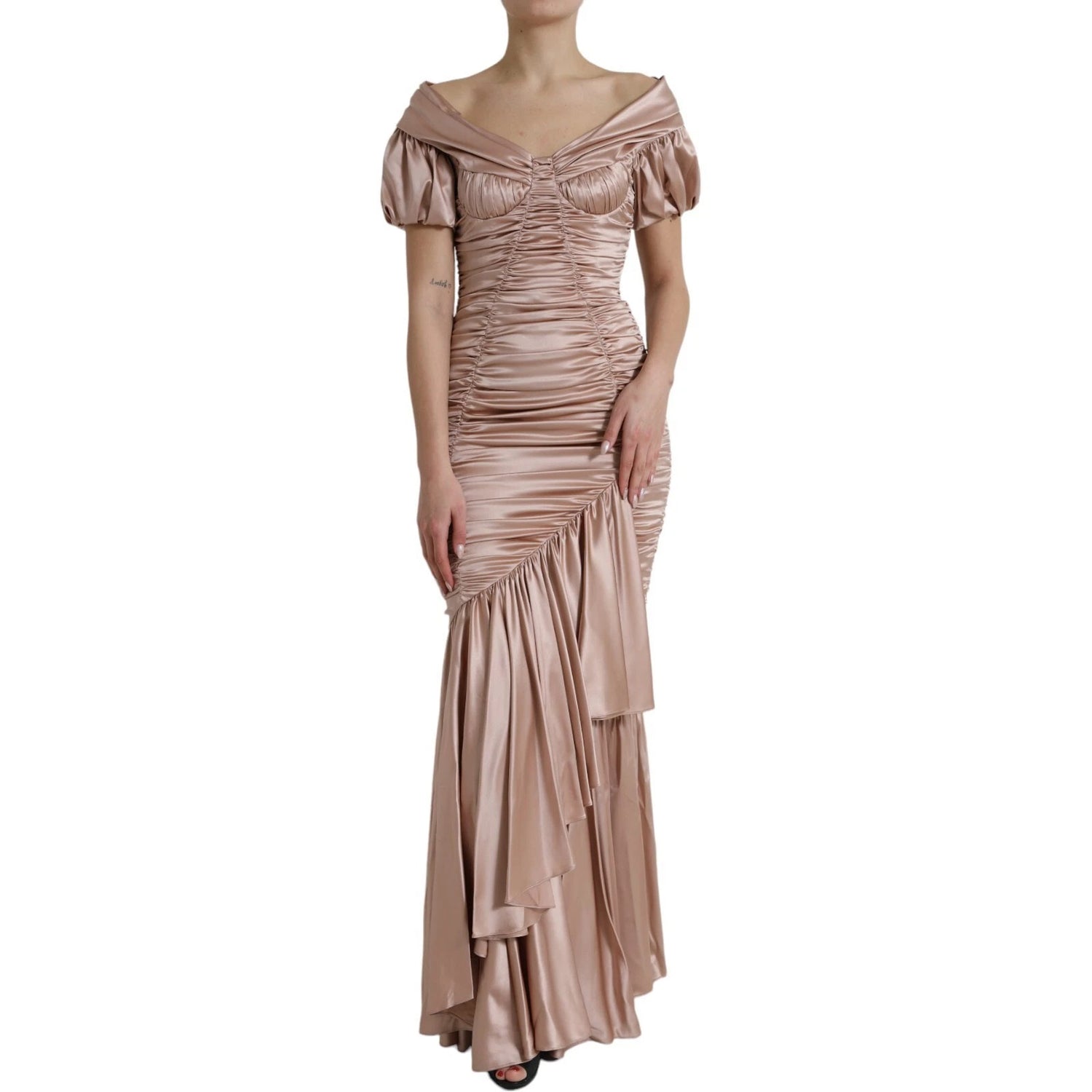 Pink Silk Stretch Sheath Mermaid Gown Dress