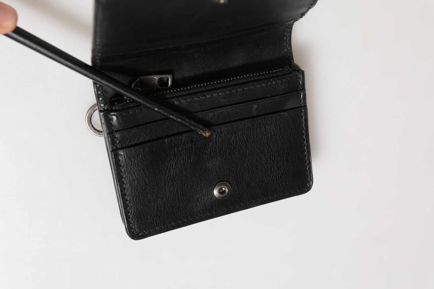 Black Leather Bifold Card Holder Mens Coin Purse Key Clip Wallet