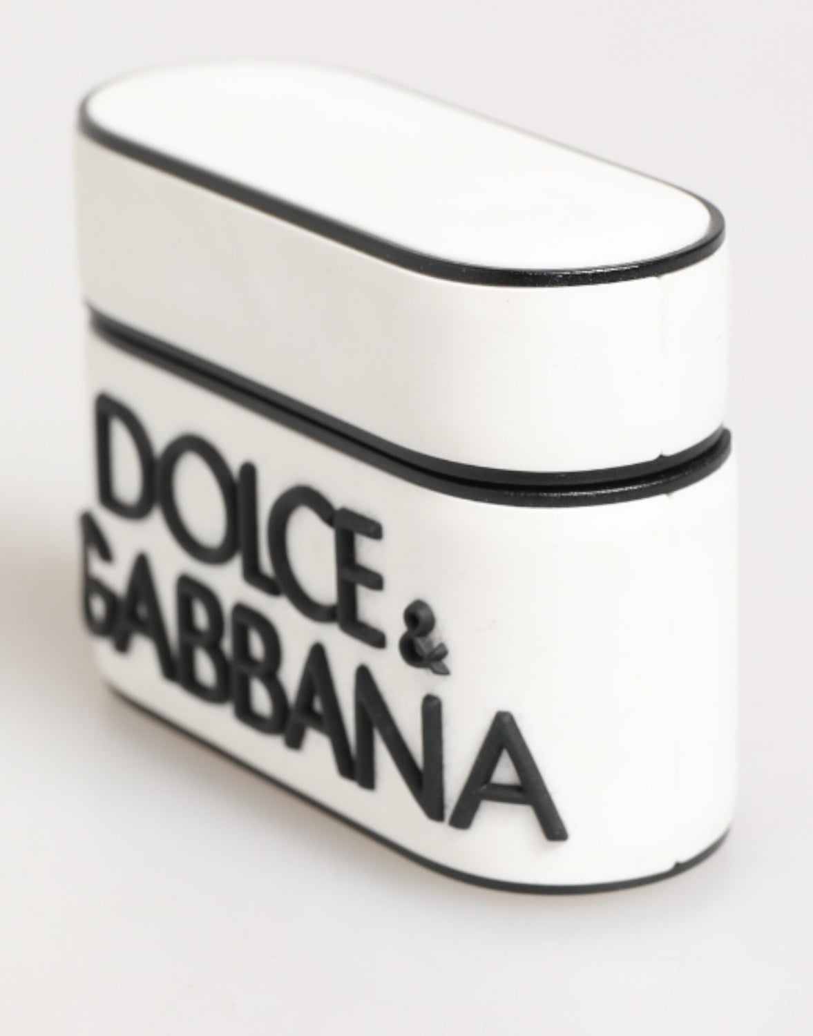 White Black Rubber Logo Embossed Accessory Airpods Case