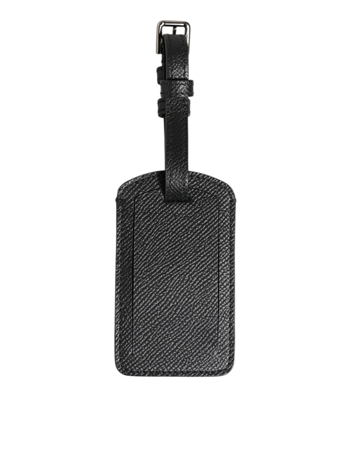 Black Textured Leather DG Logo Travel Luggage Tag Keyring