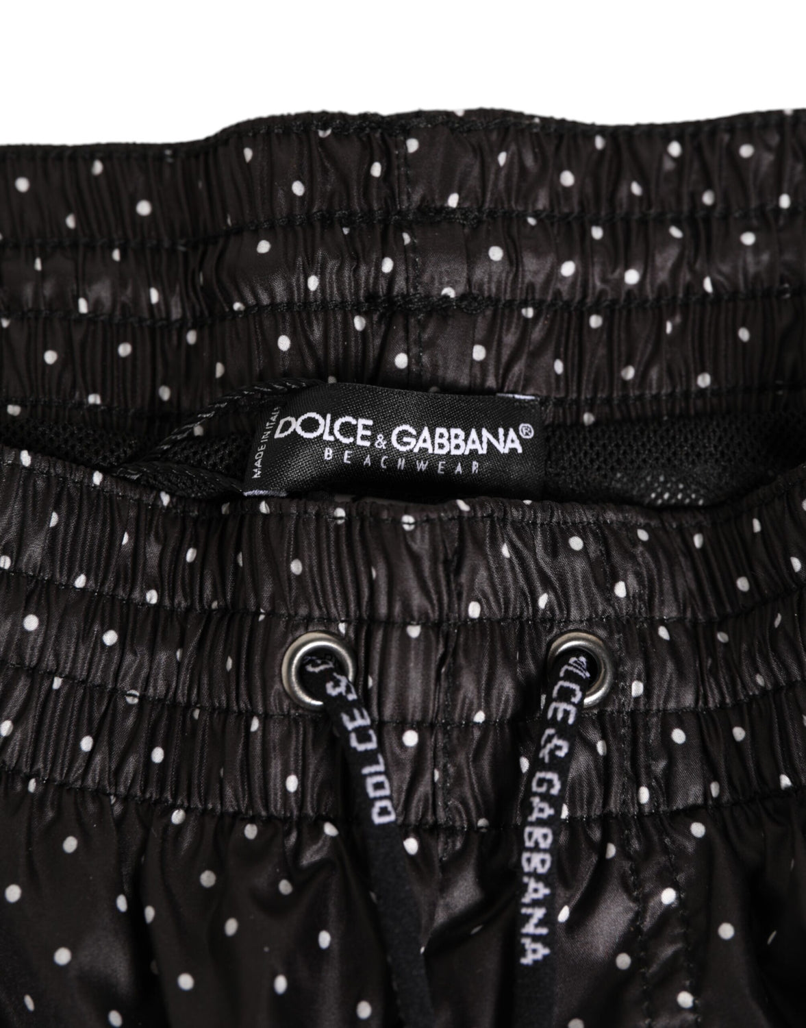 Black Polka Dot Polyester Men Shorts Swimwear