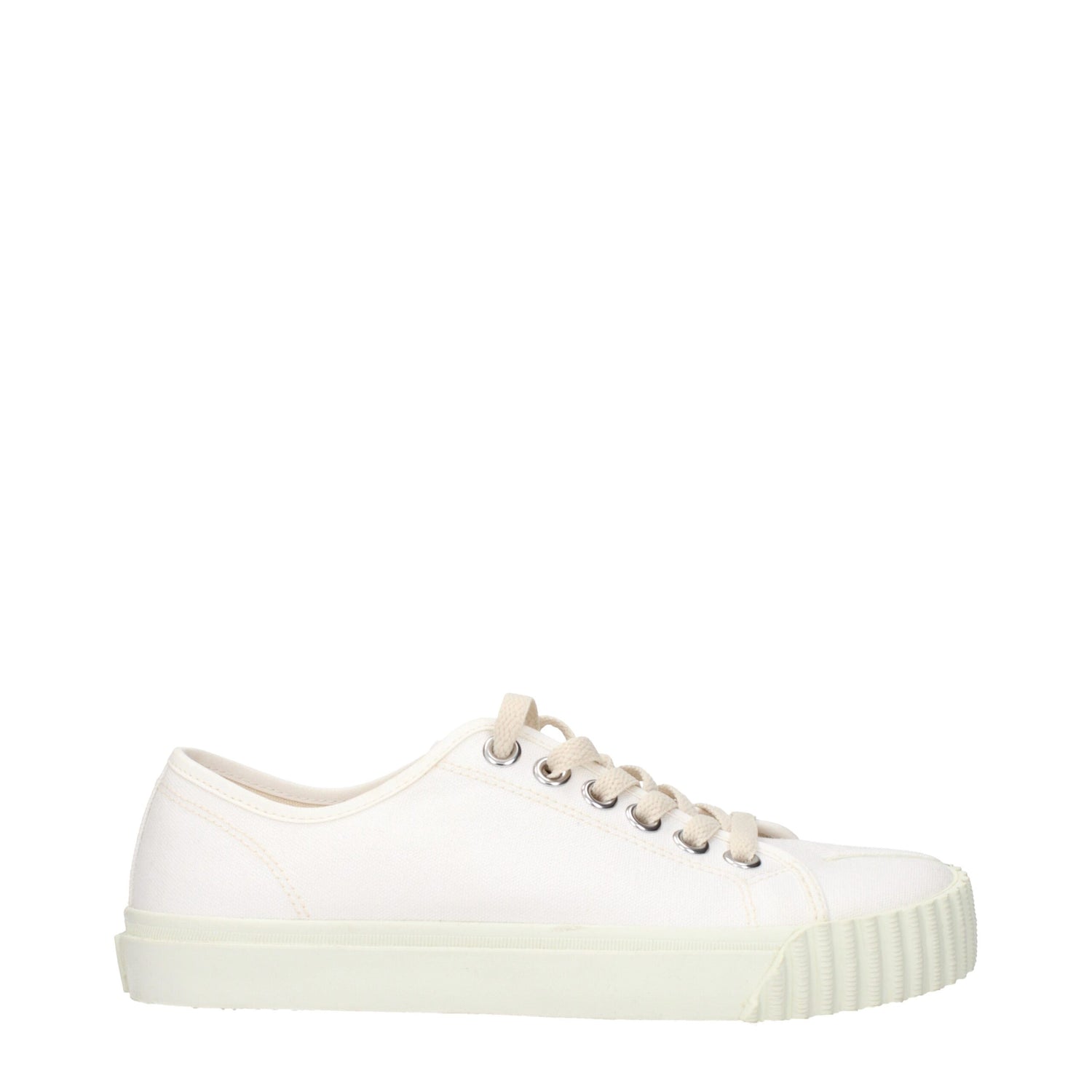 White Fabric Low Tops