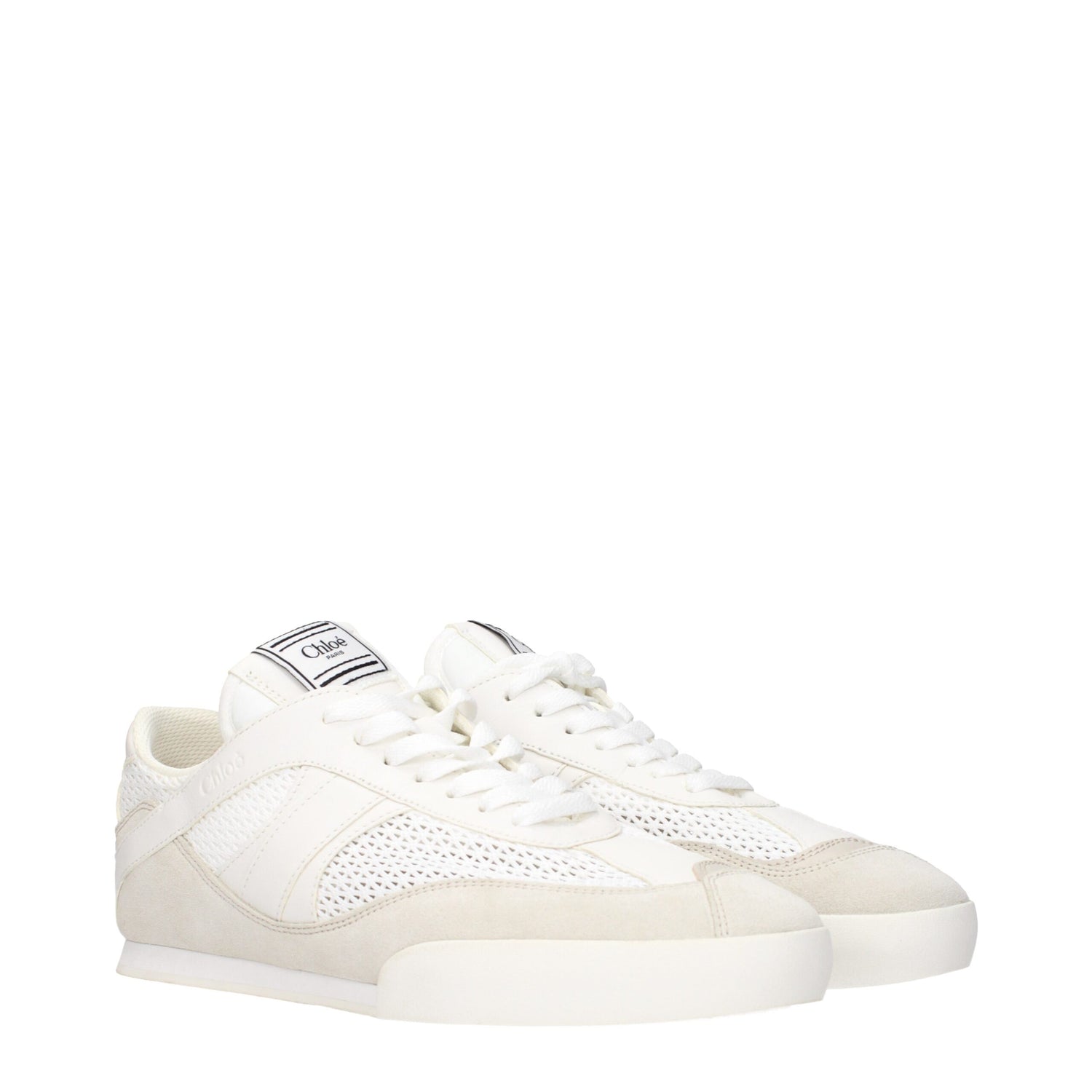 White Fabric Low Tops