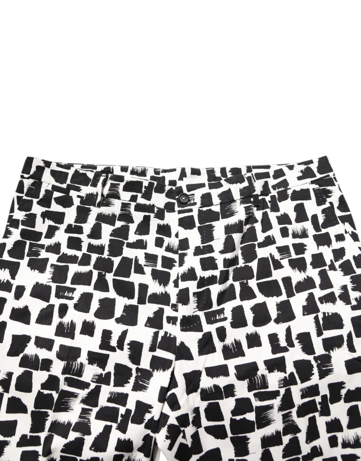 Black White Abstract Print Cotton Blend Pants