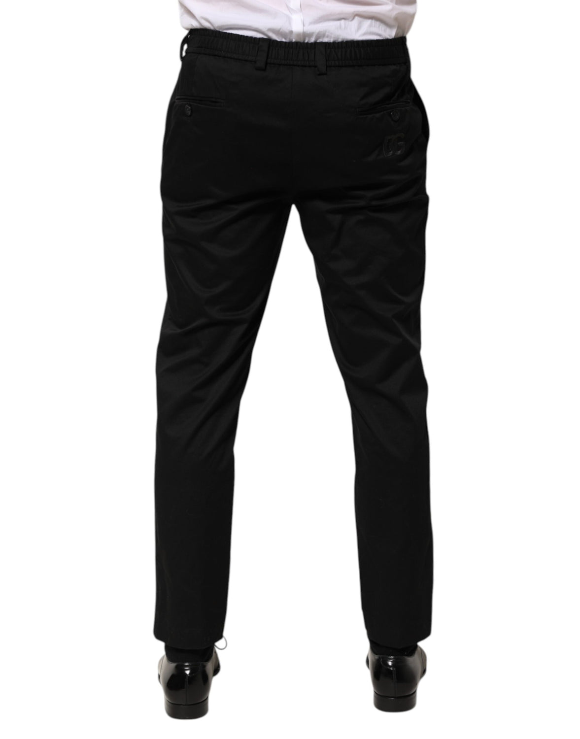 Black Cotton Tapered Men Formal Trousers Pants