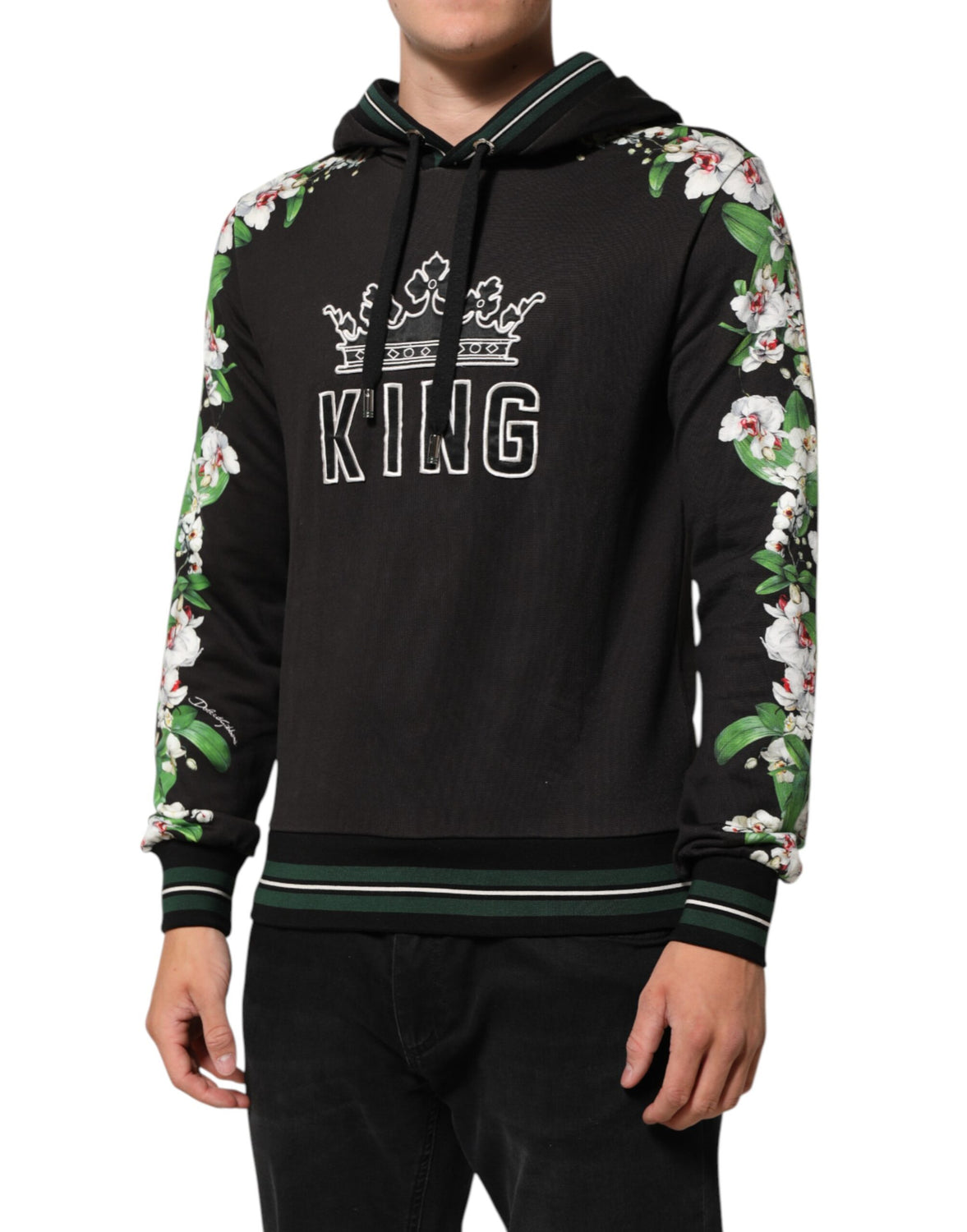 KING Black Orchid Floral Crown Logo Hoodie Sweater