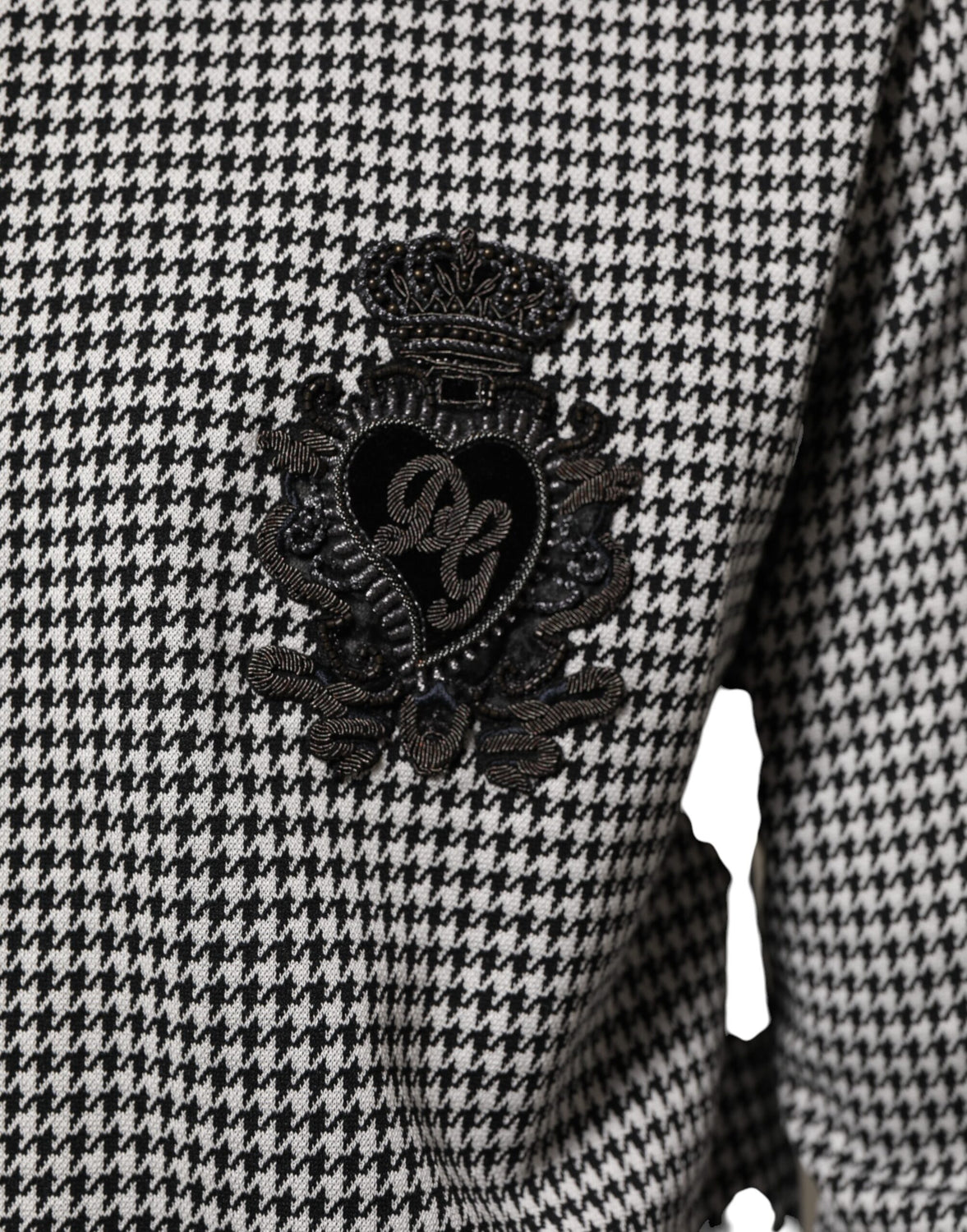 Black White Houndstooth Wool Crest Jacket Sweater