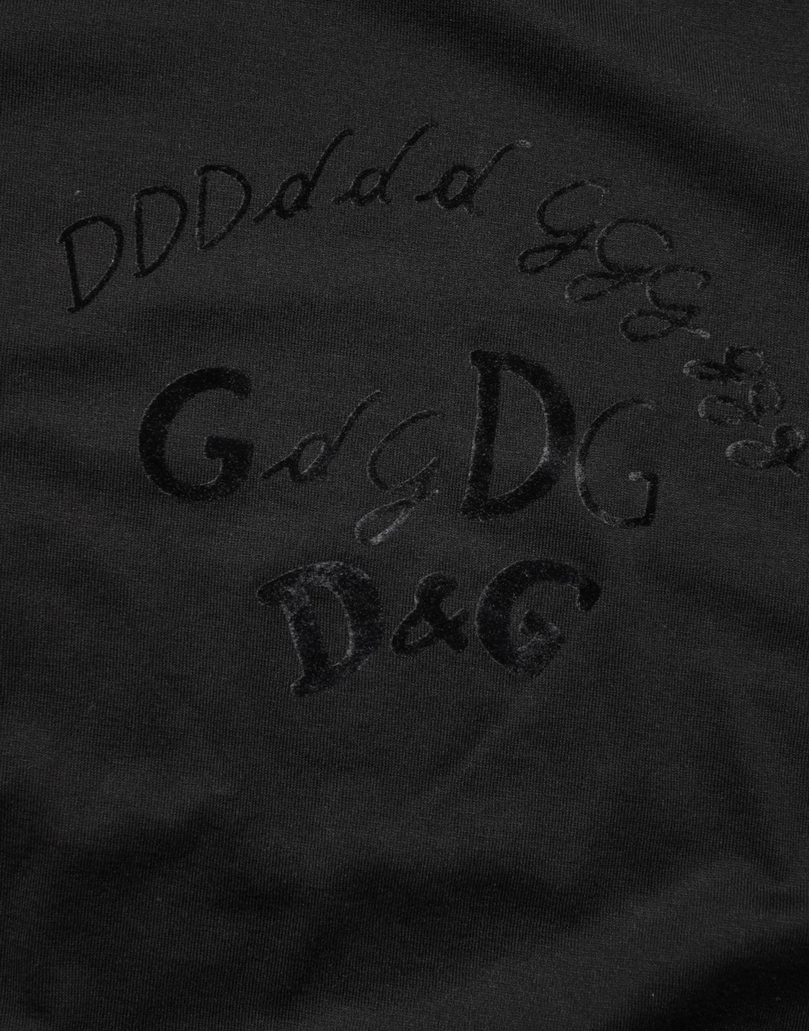 Black Cotton Velvet Logo Print Men T-shirt