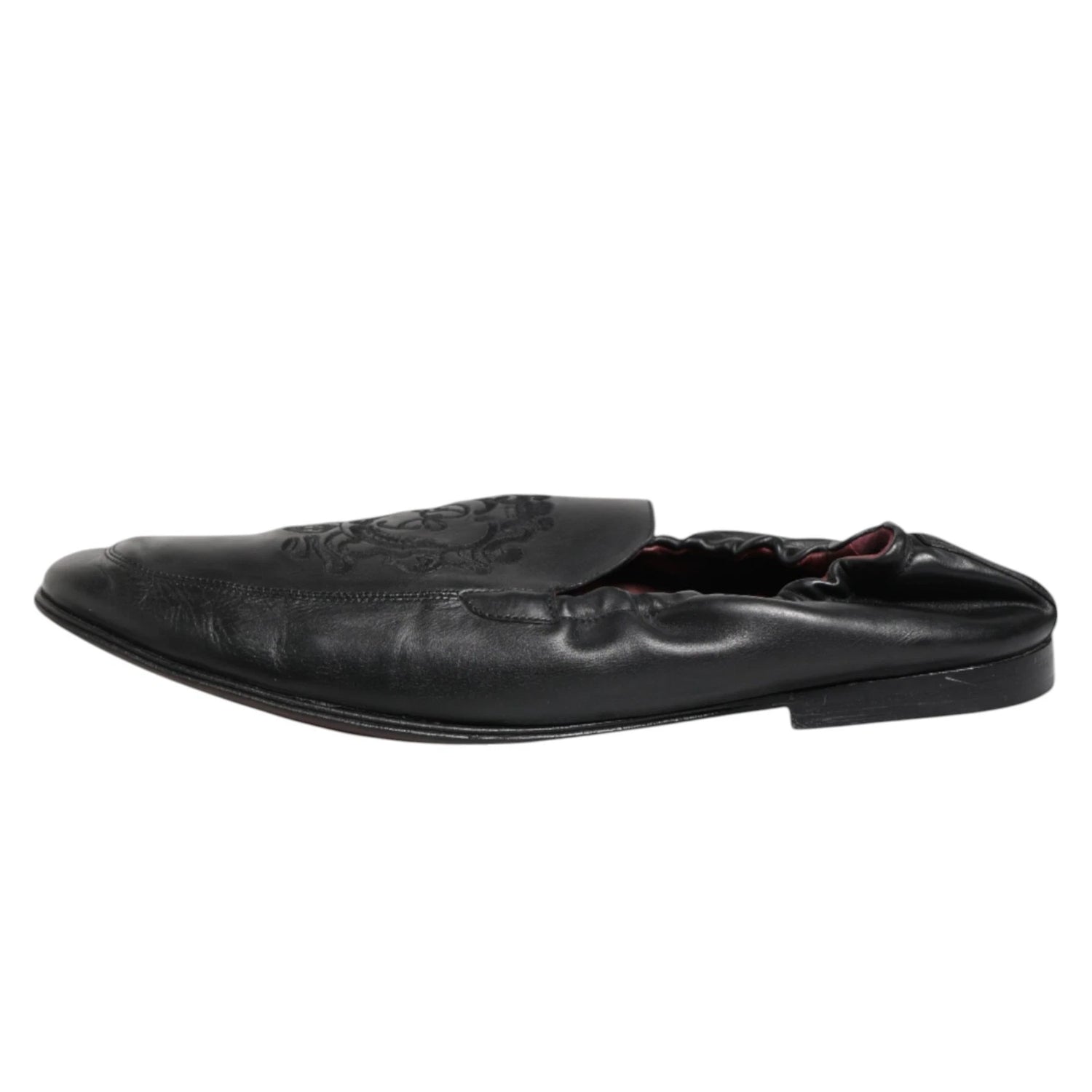 Black Leather Slip On Men Flat Loafers Shoes