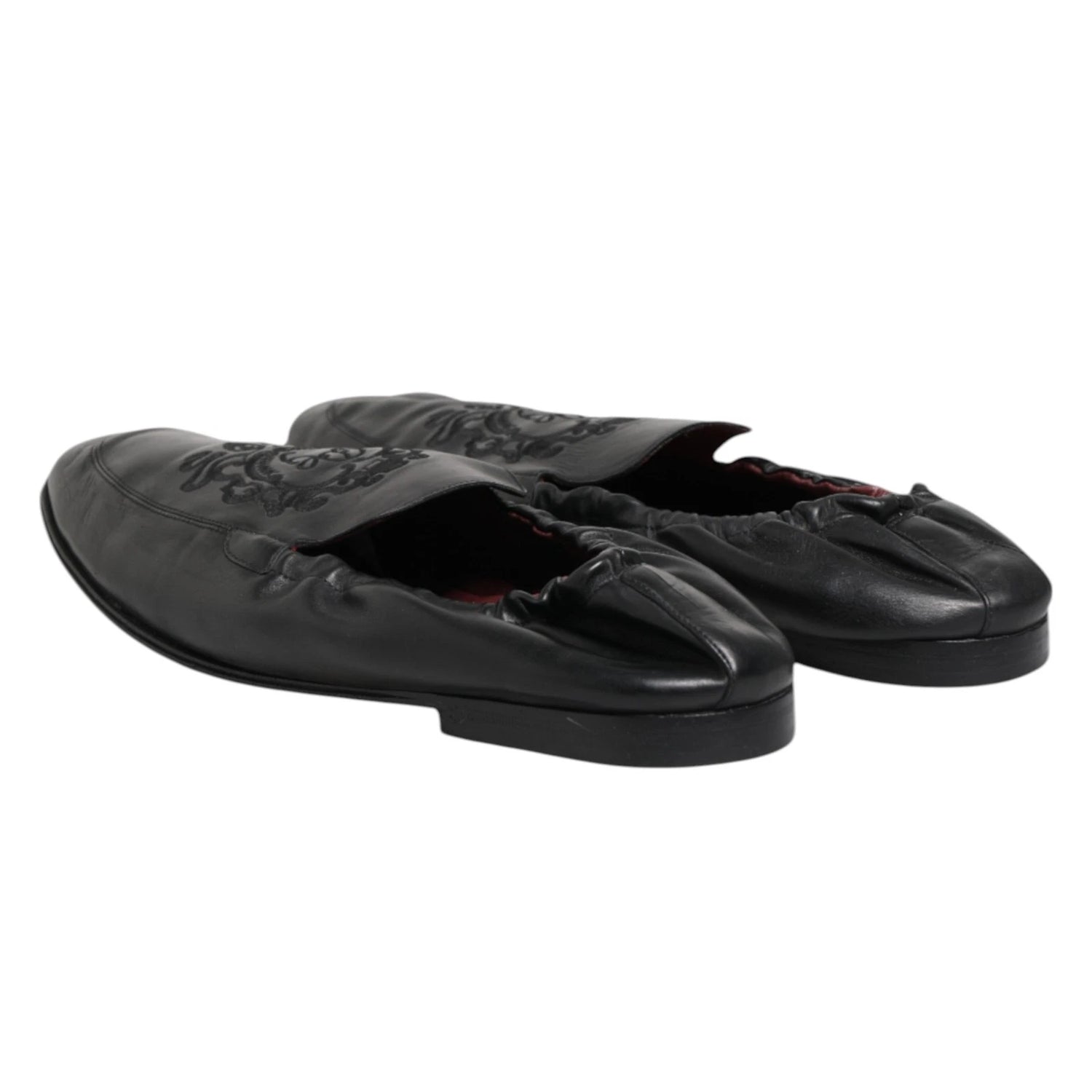 Black Leather Slip On Men Flat Loafers Shoes