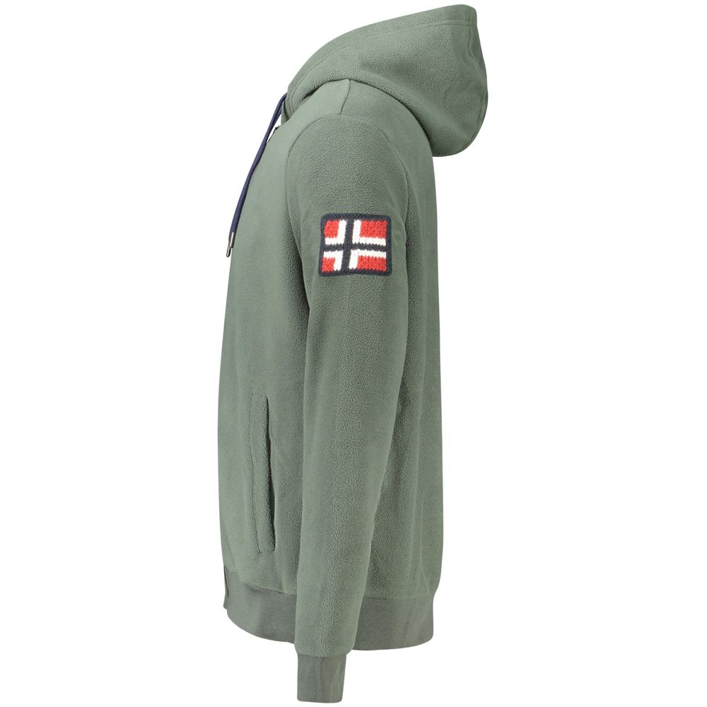 Green Polyester Men's Sweatshirt with Hood