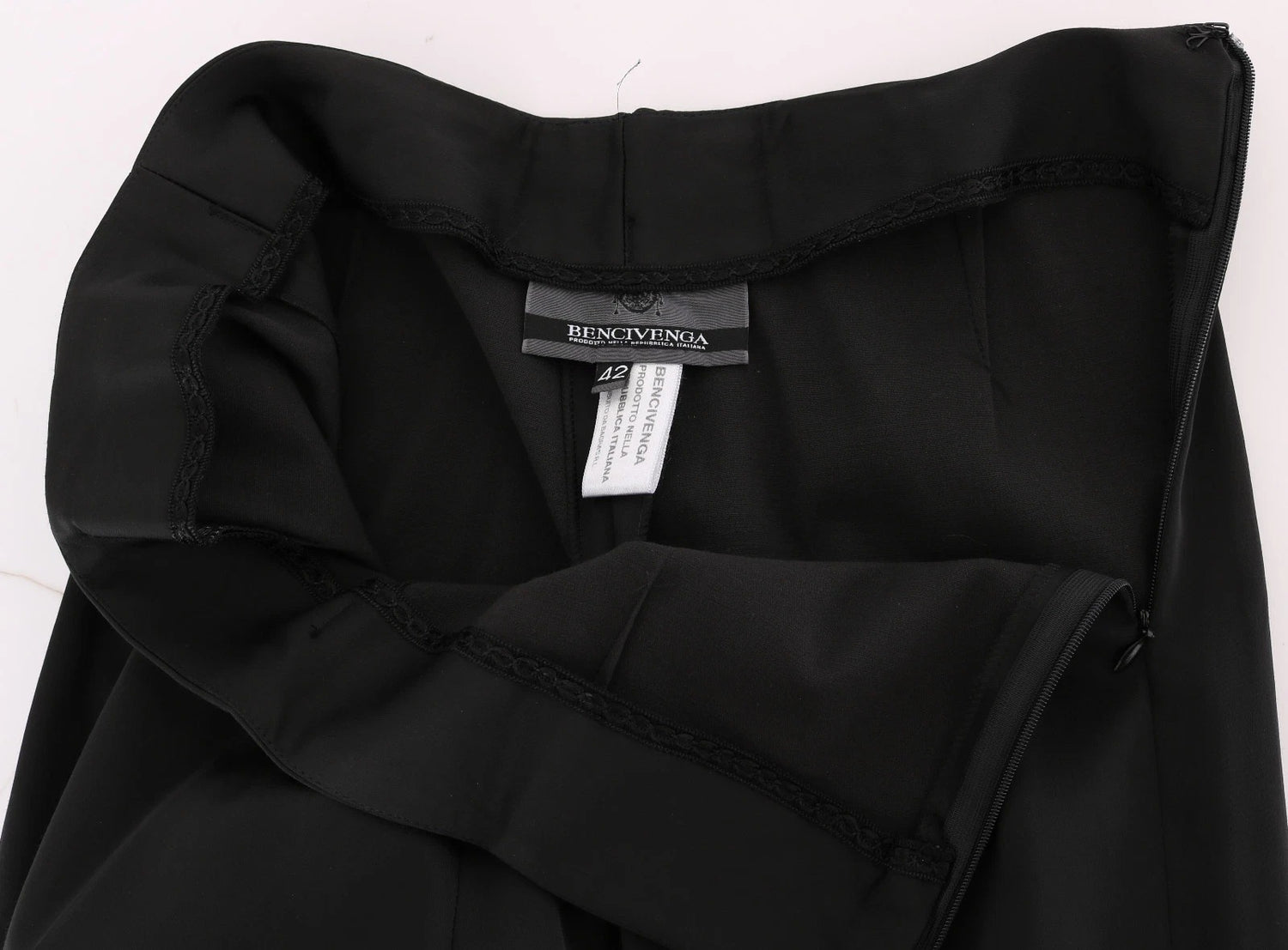 Black Stretch Straight Fit Dress Trousers Pants