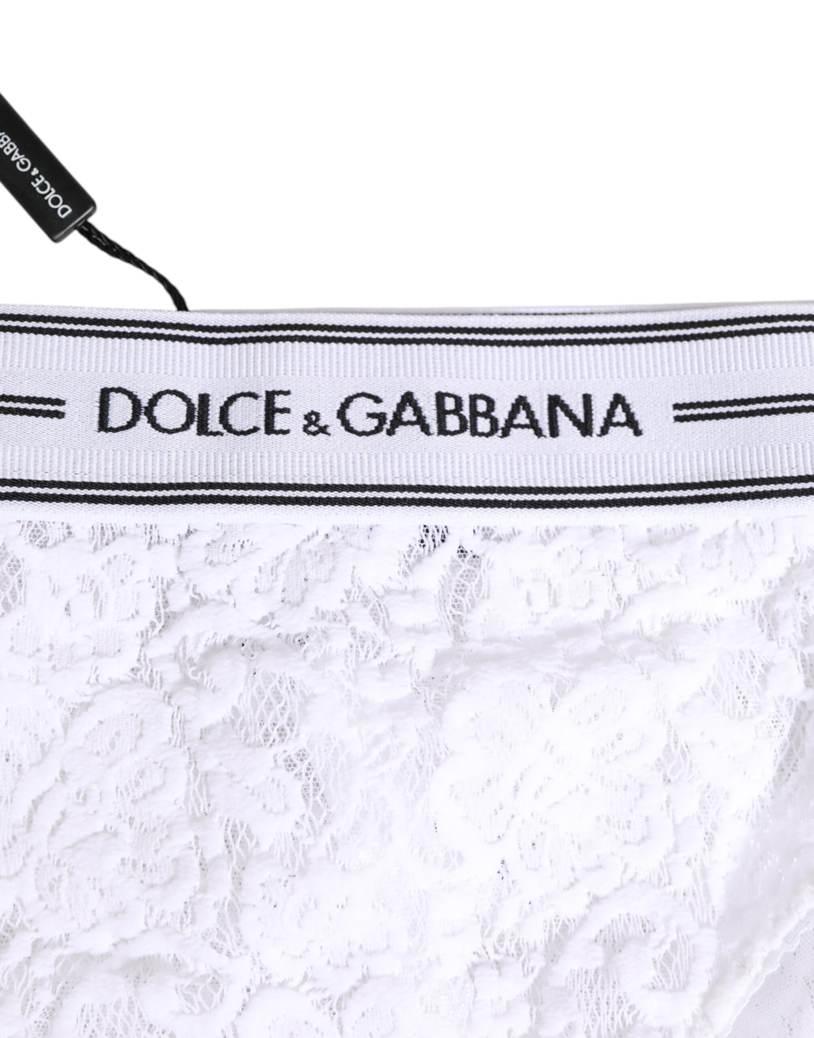 White Lace Slip Brief Logo Waistband Underwear
