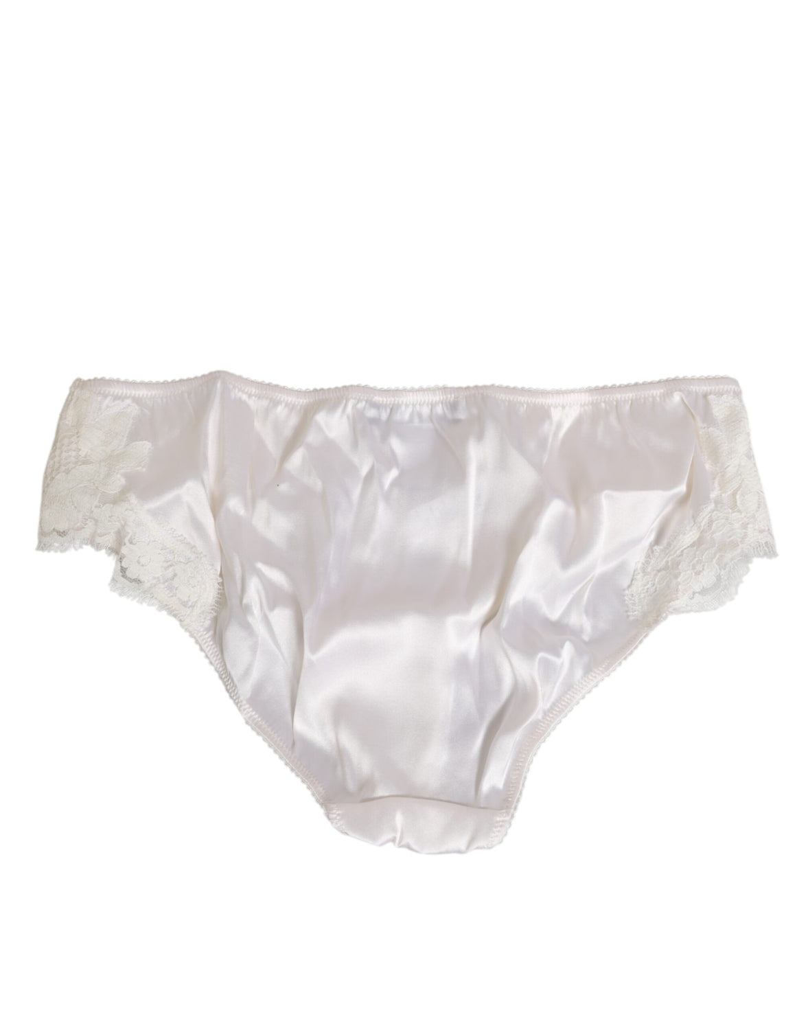 Ivory White Silk Satin Lace Trim Panty  Underwear