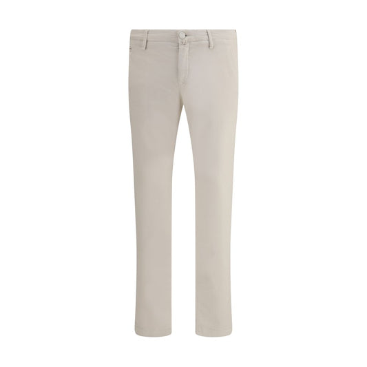Beige Cotton Casual Pants