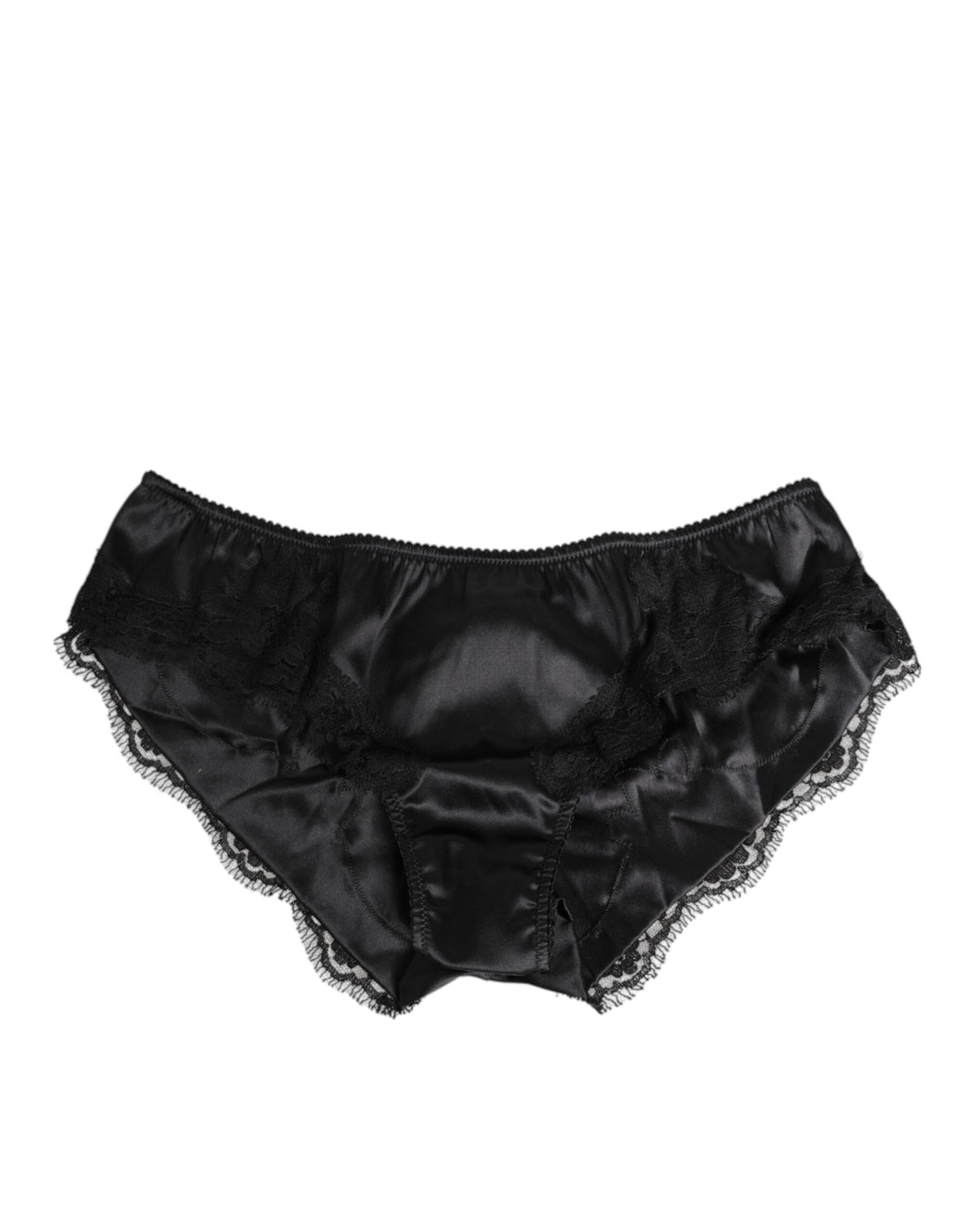 Black Silk Satin Lace Trim Panty  Underwear