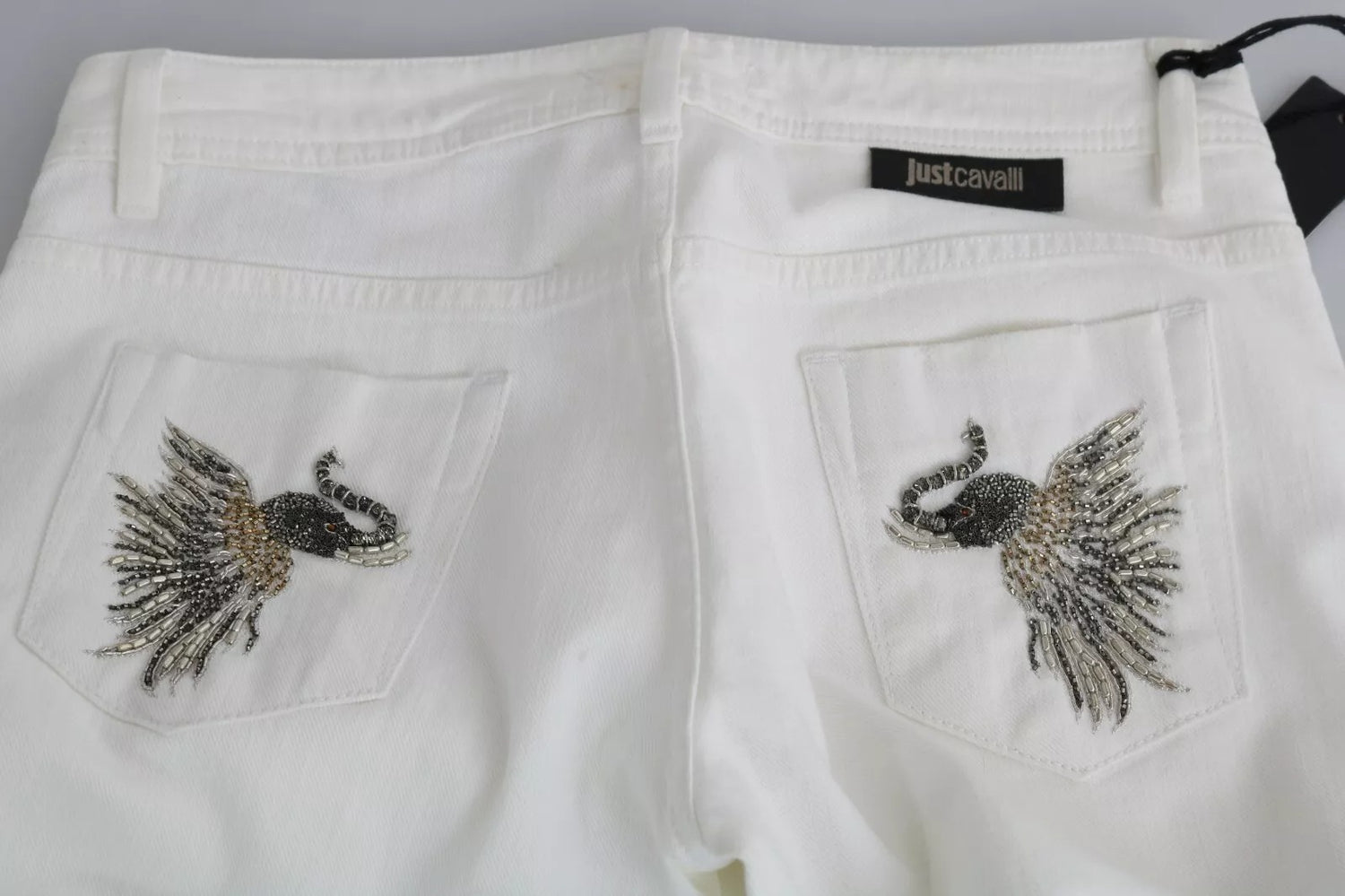 White Cotton Slim Fit Mid Waist Skinny Trouser Jeans