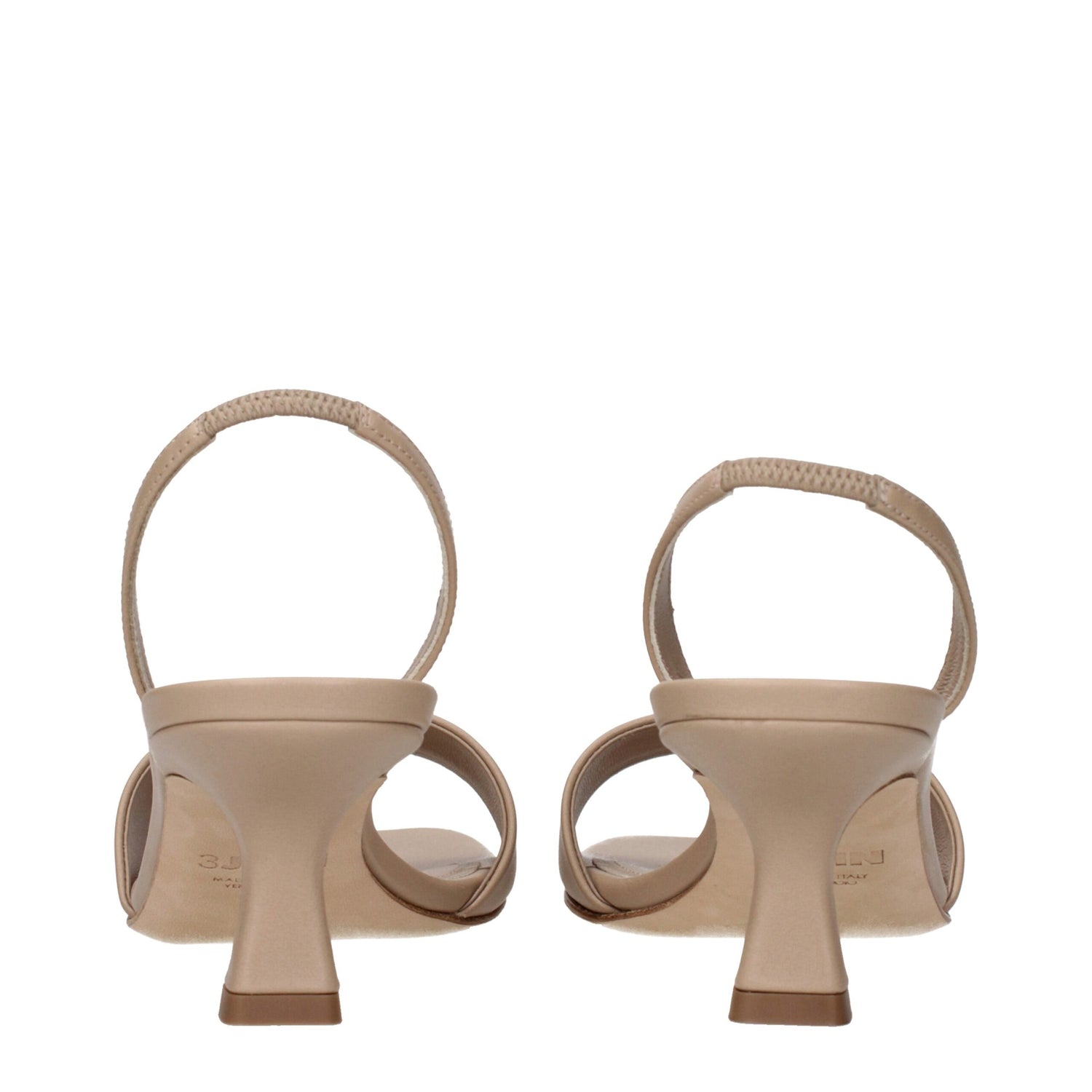 Beige Leather Flat Sandals