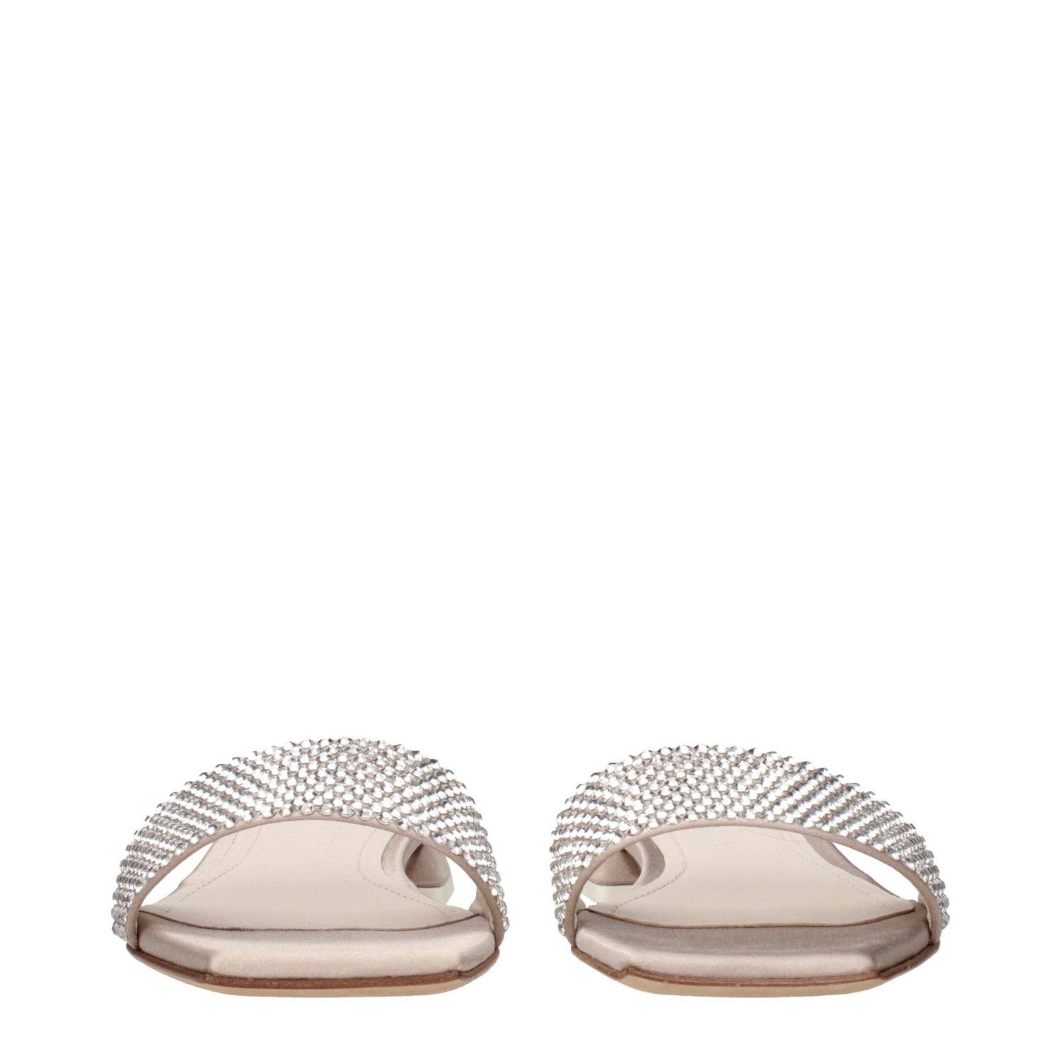 Beige Satin Slippers Sandals