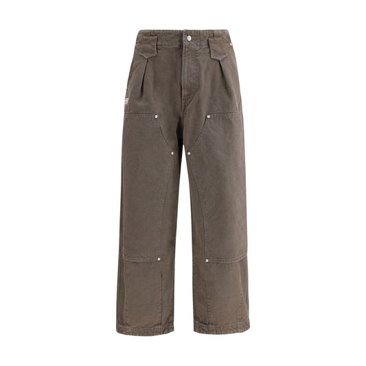Brown Cotton Casual Pants