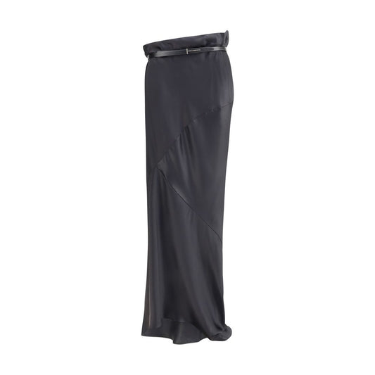 Black Silk Long Skirt