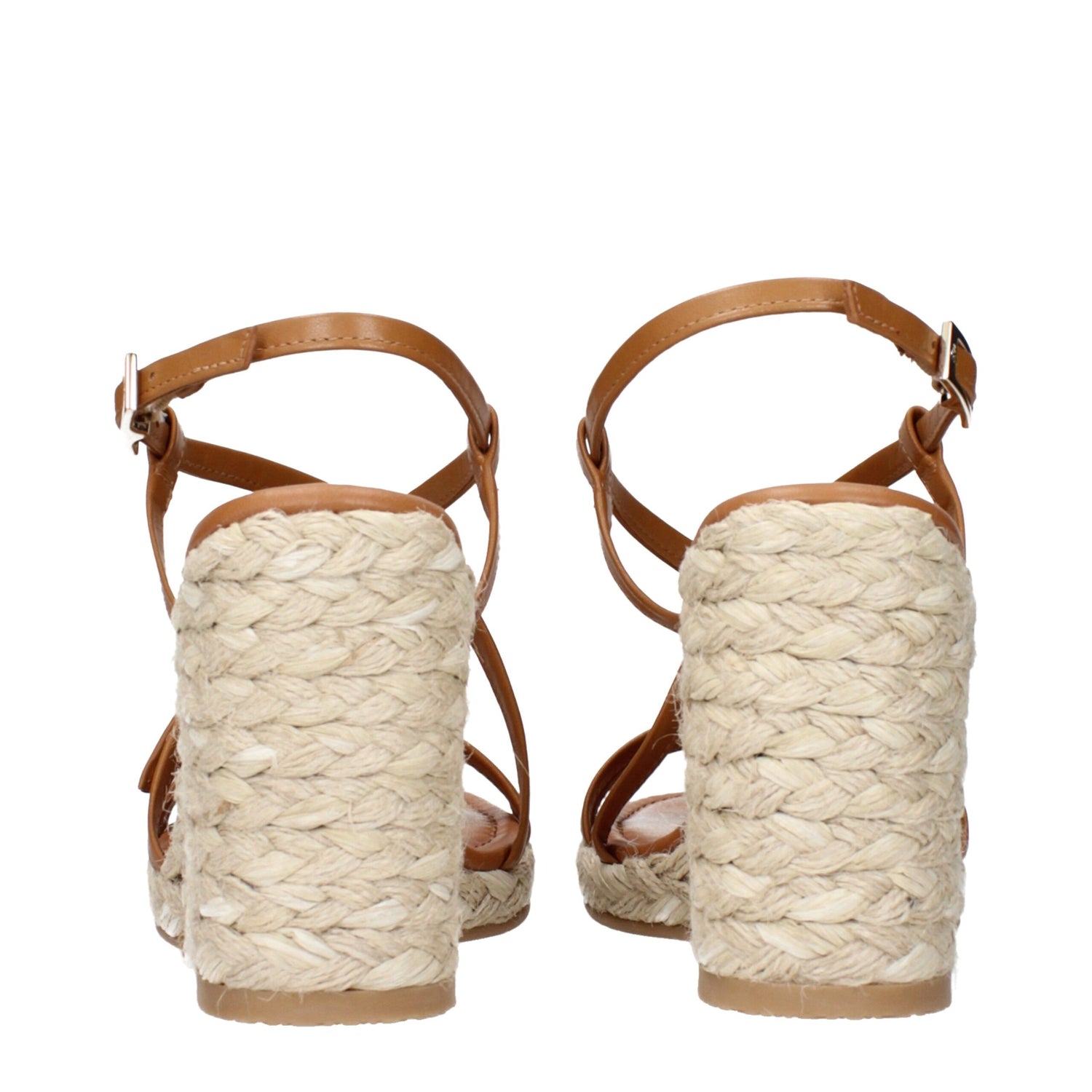 Brown Leather Wedges Sandals