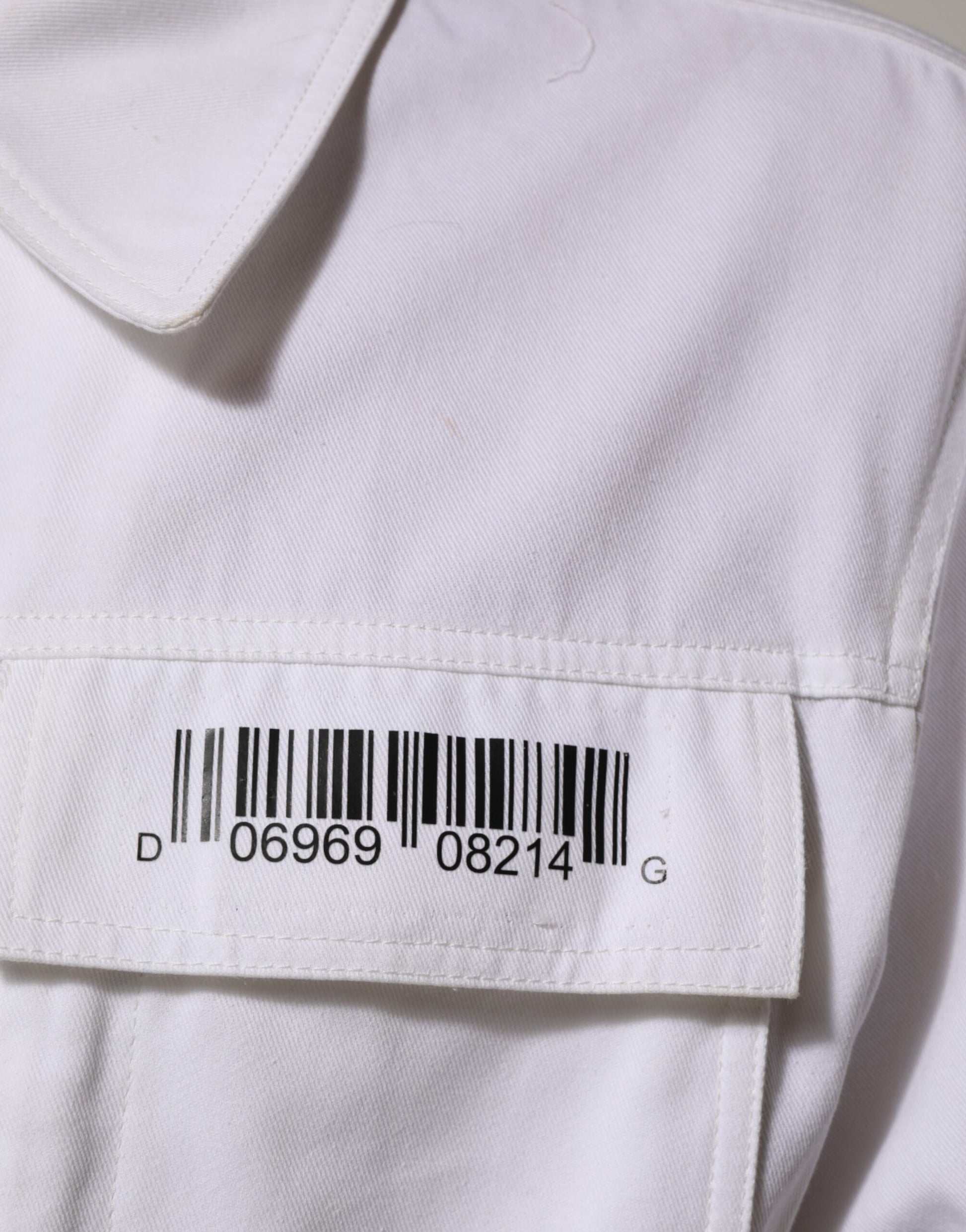 White Barcode Patch Utility Zip Jumpsuit Pants