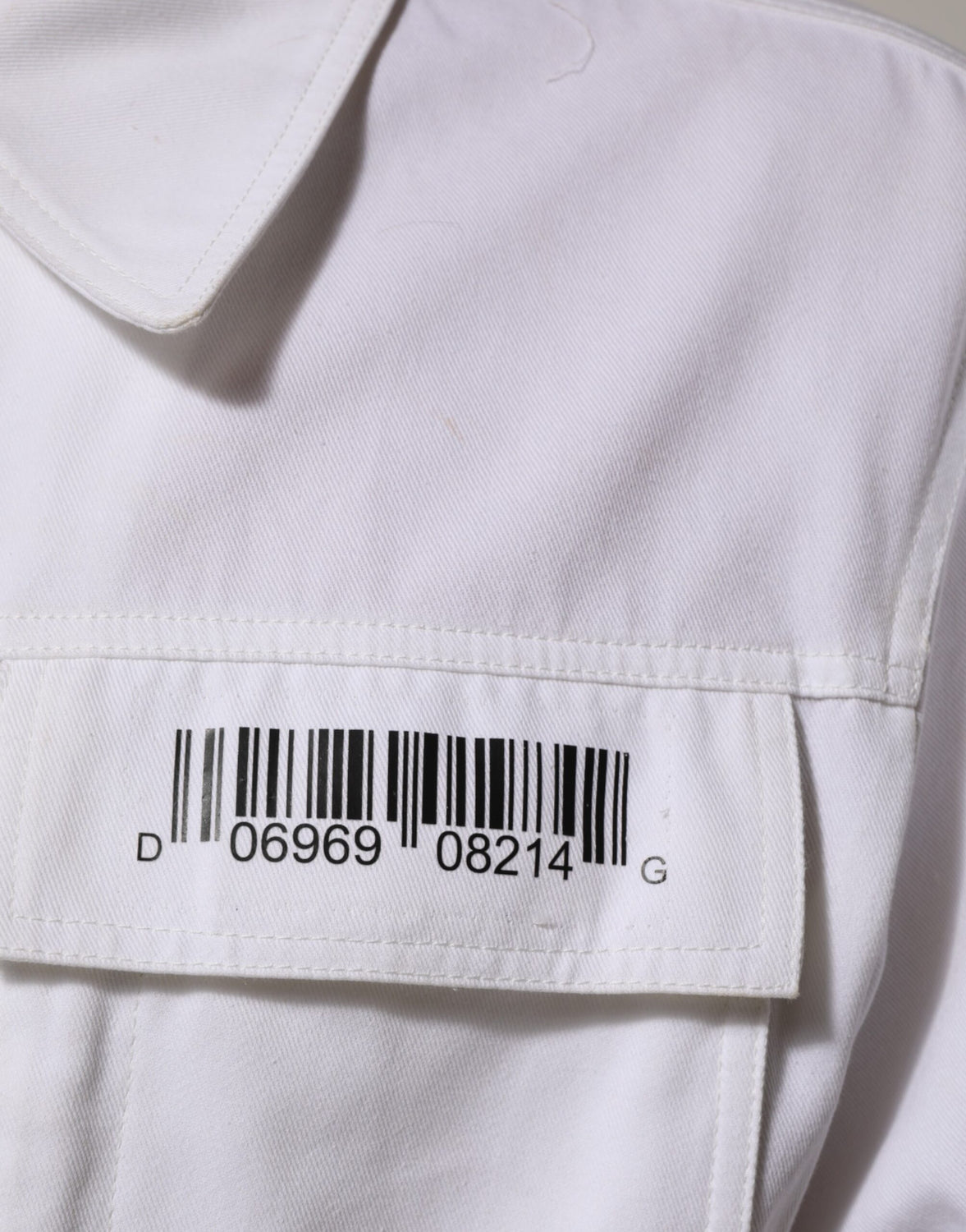 White Barcode Patch Utility Zip Jumpsuit Pants