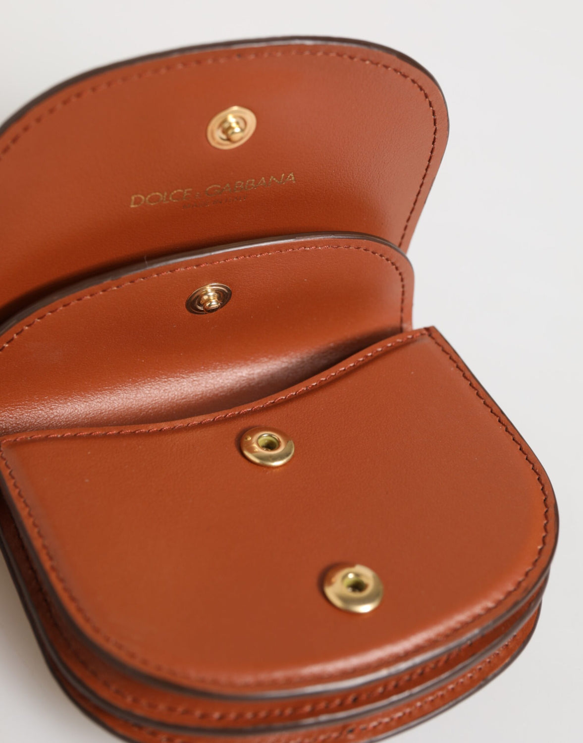 Brown Black Calf Leather Leopard Print Logo Plaque Wallet