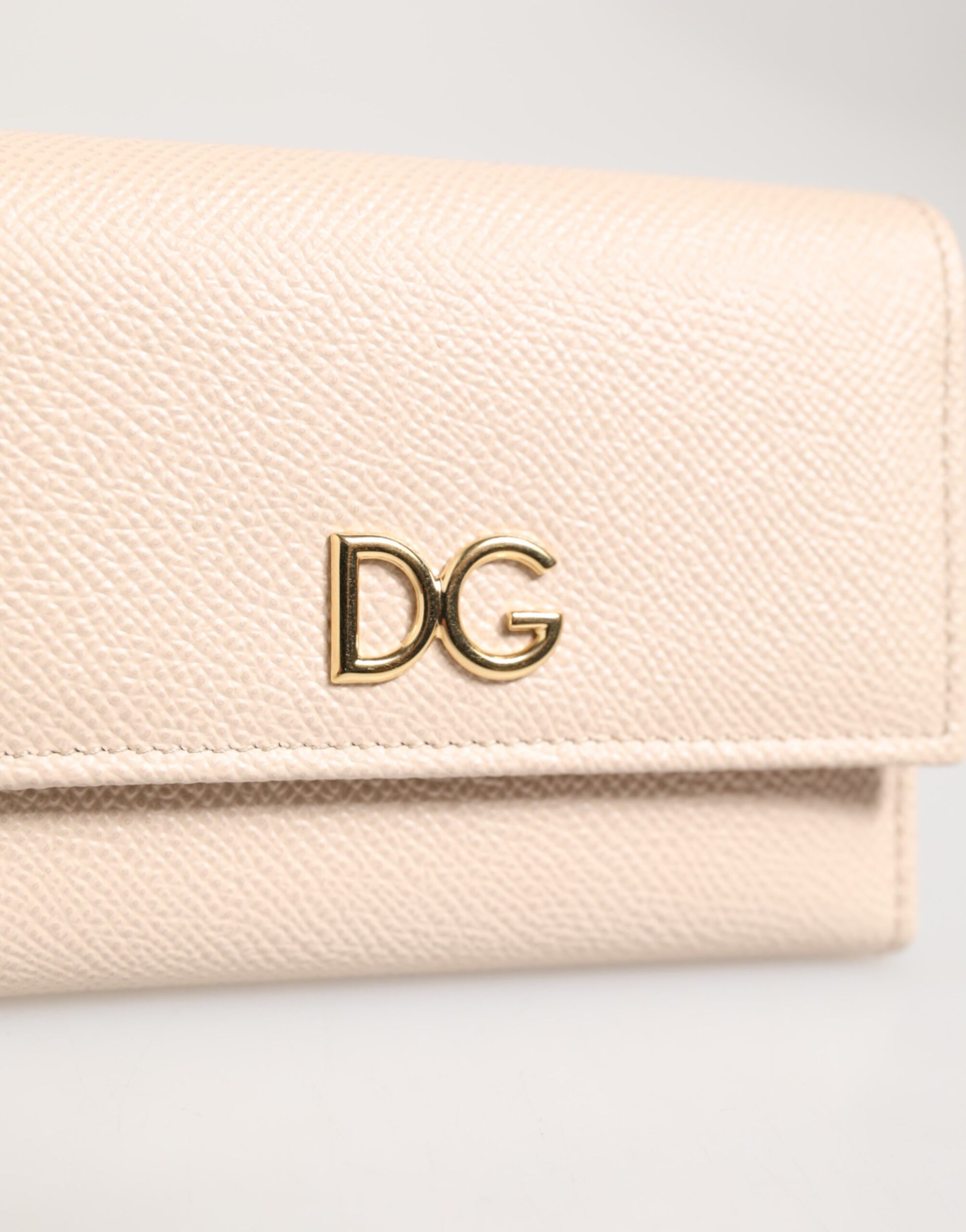 Light Pink Calf Leather DG Logo French Flap Wallet