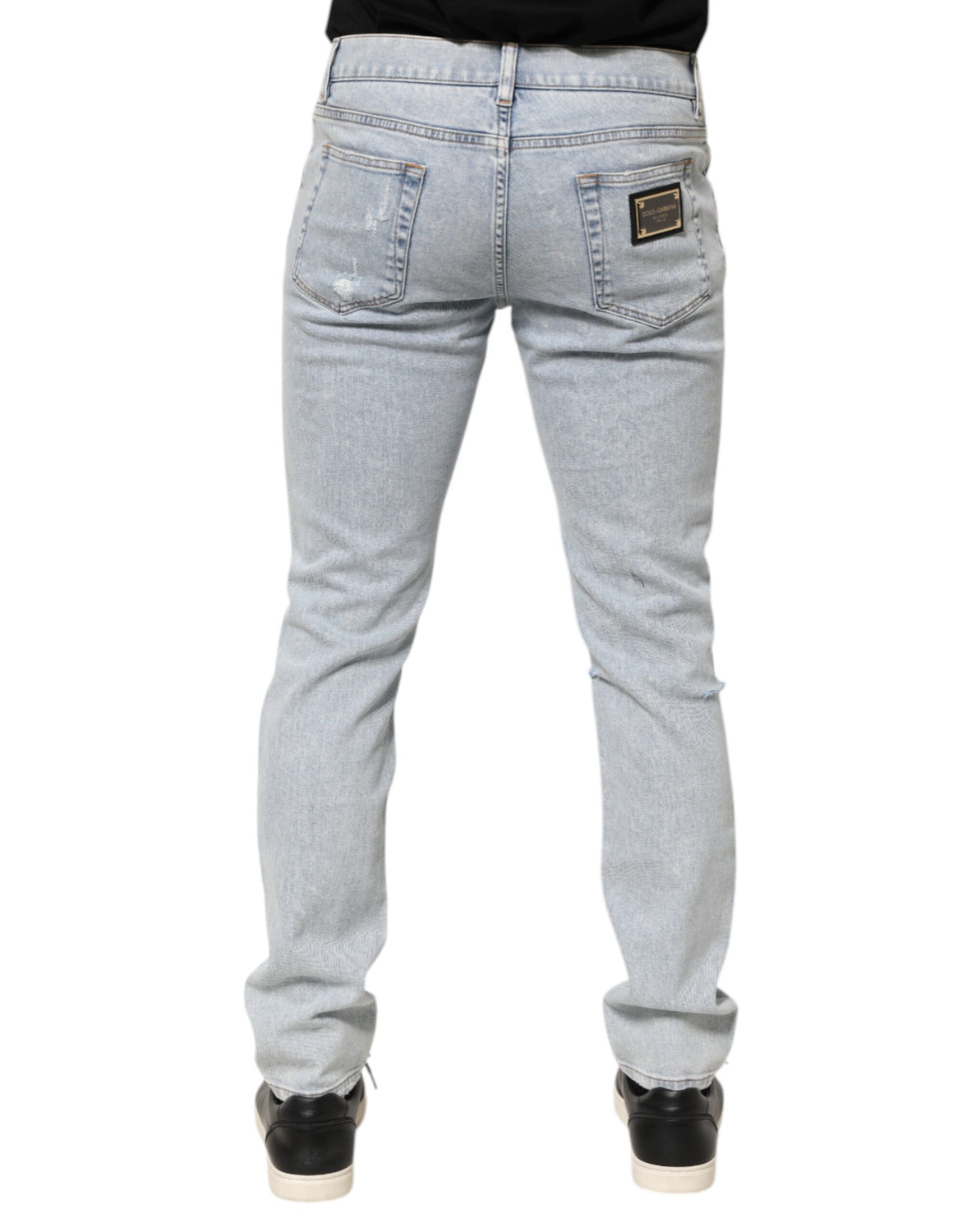 Light Blue Distressed Slim Fit Ripped Denim Jeans