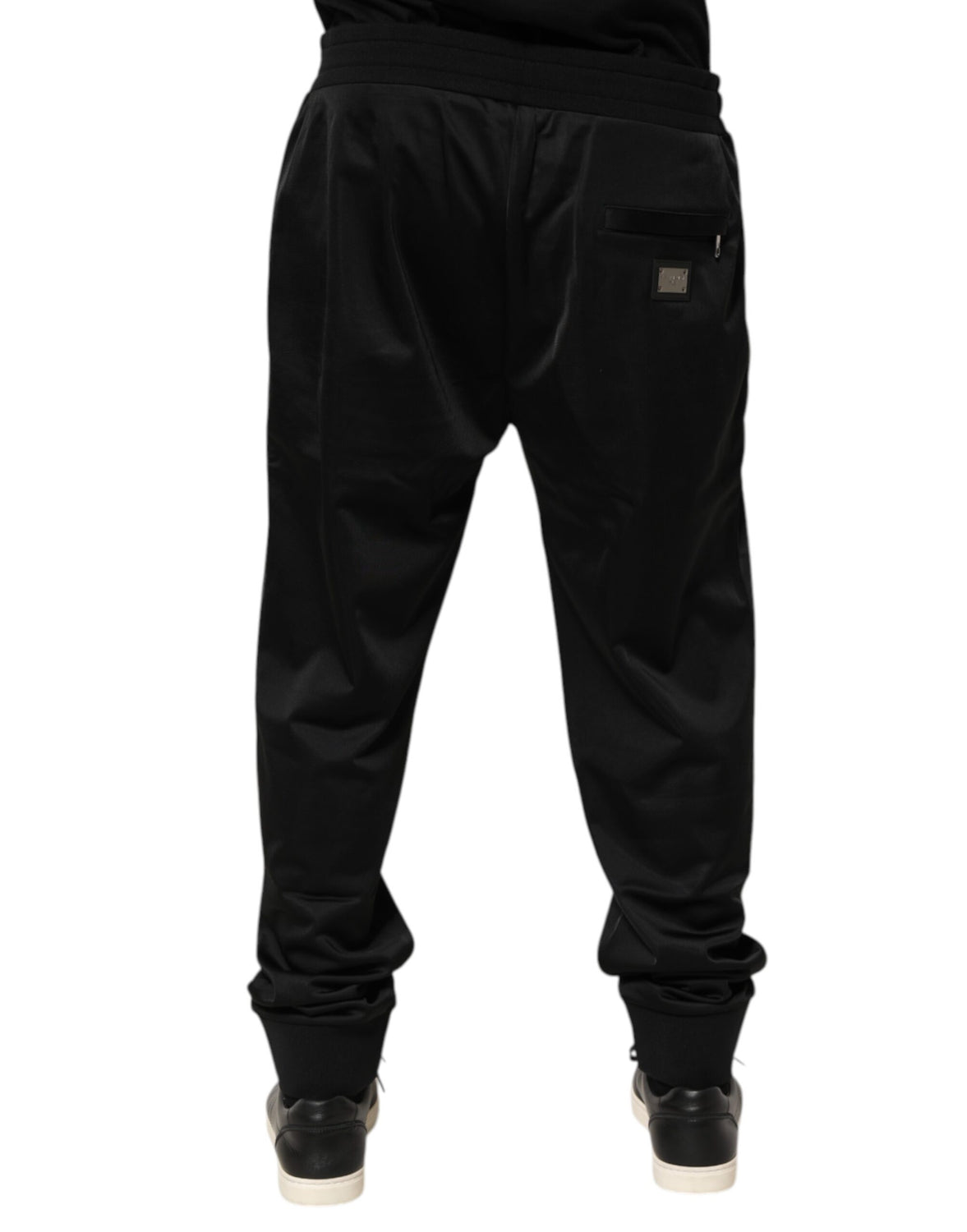 Black Polyester Logo Plaque Sweatpants Jogger Pants