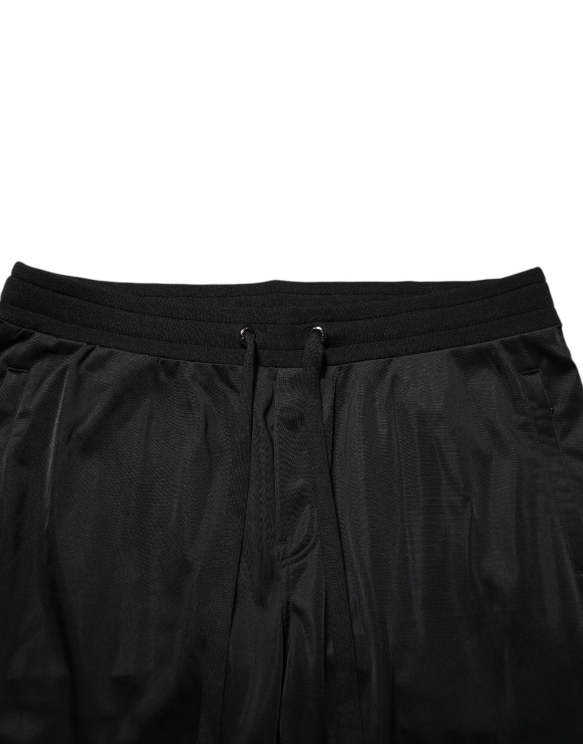 Black Polyester Logo Plaque Sweatpants Jogger Pants