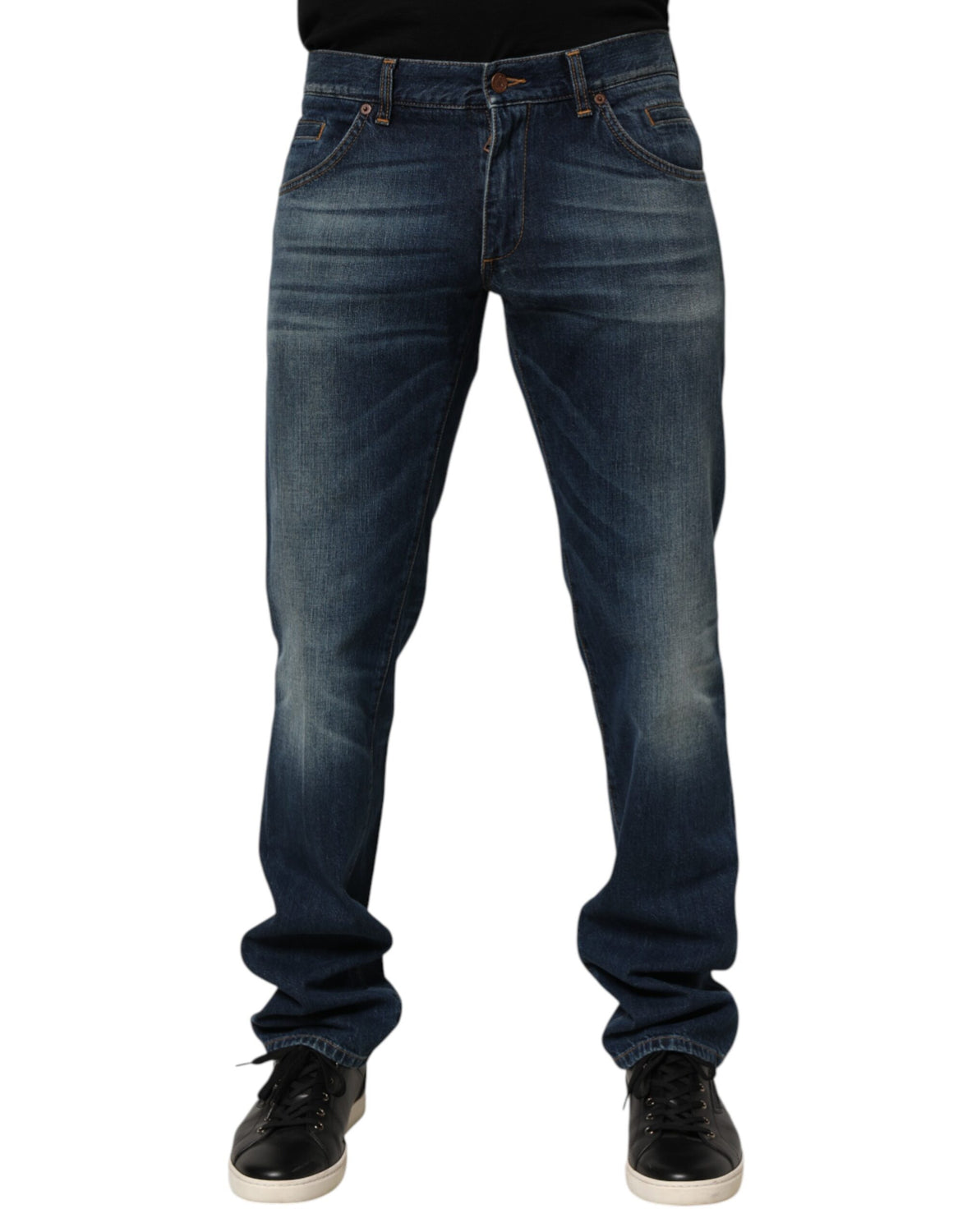 Dark Blue Washed Cotton Skinny Men Denim Jeans