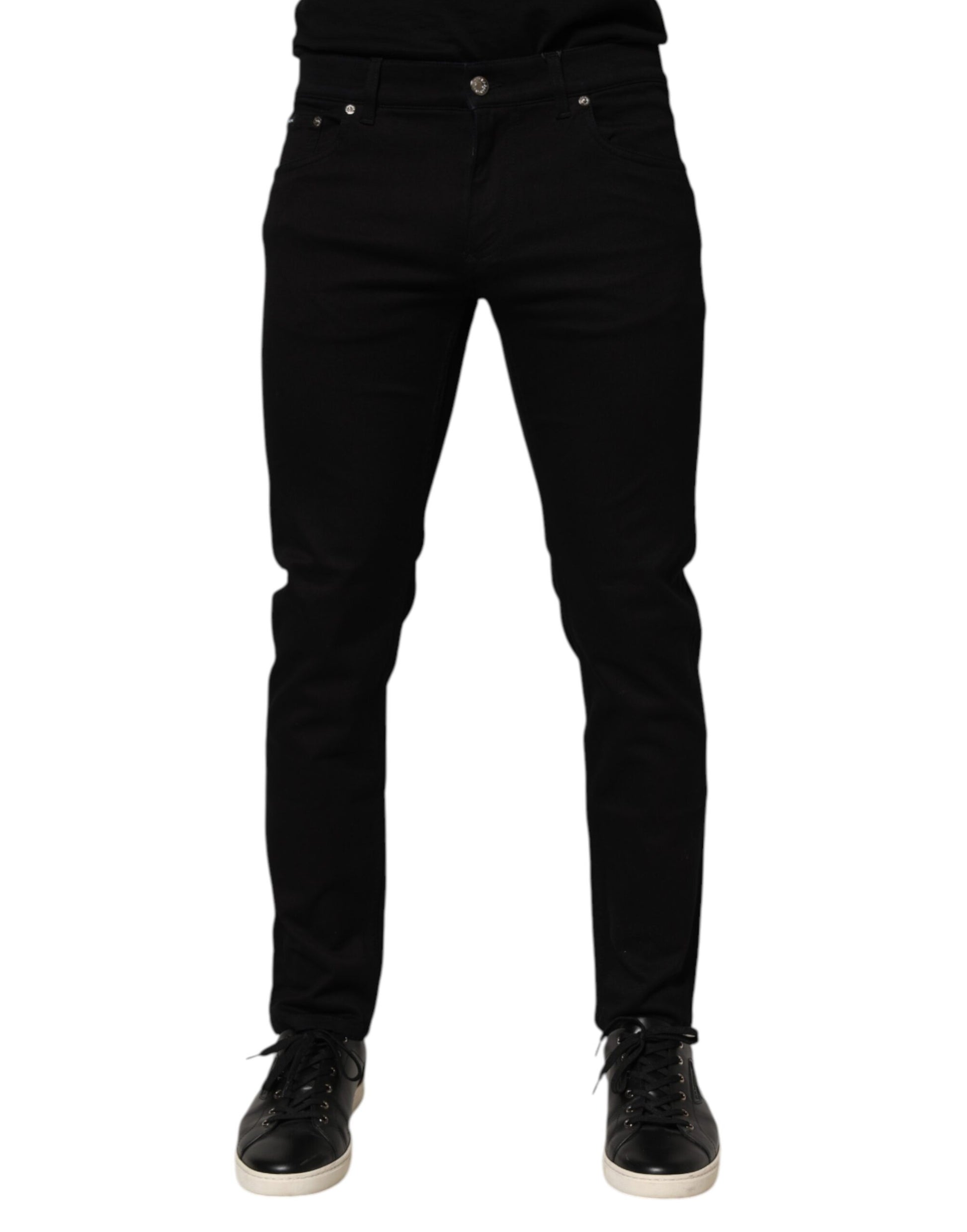 Black Cotton Blend Skinny Men Trouser Pants