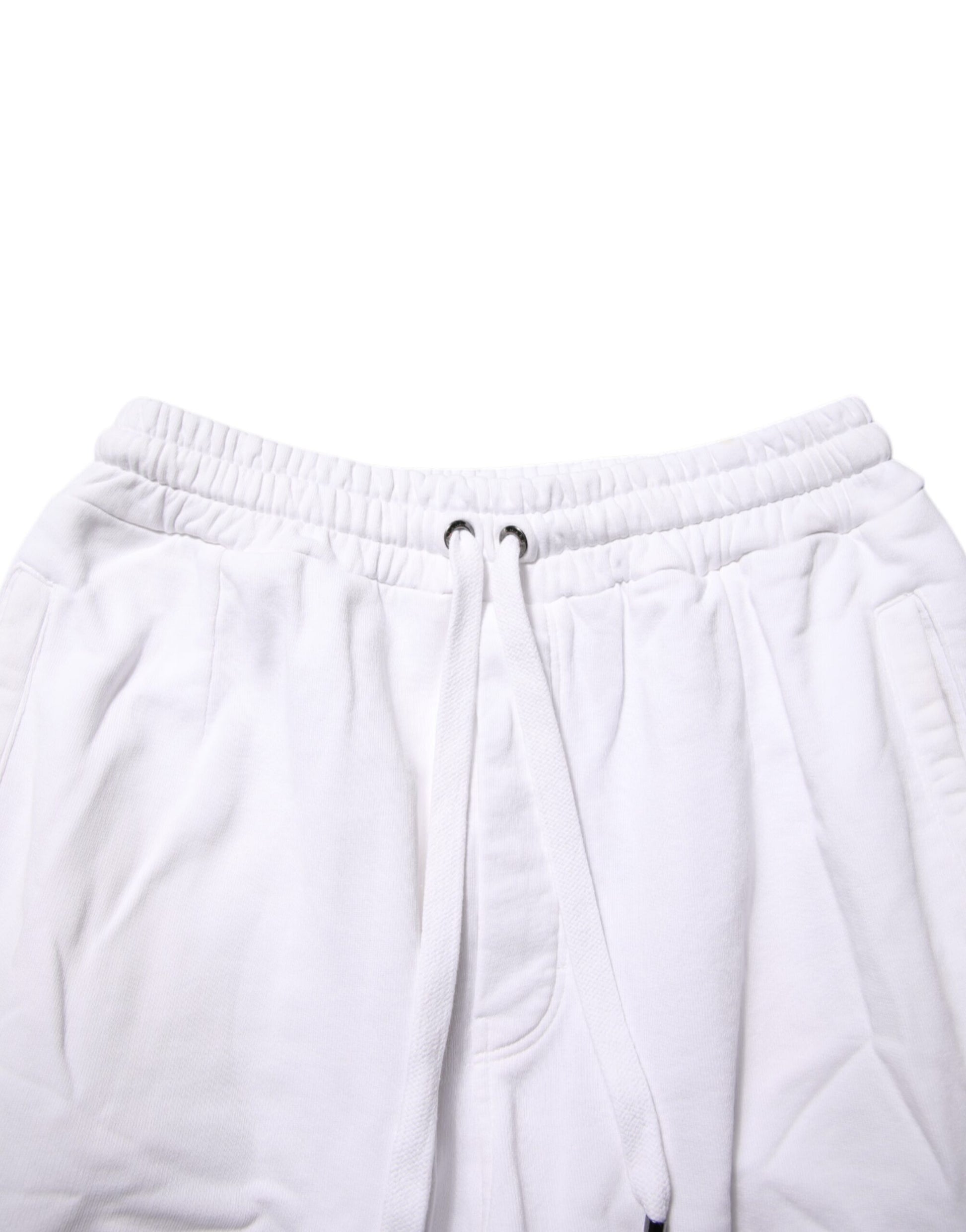 White Cotton Cargo Trousers Logo Patch Pants