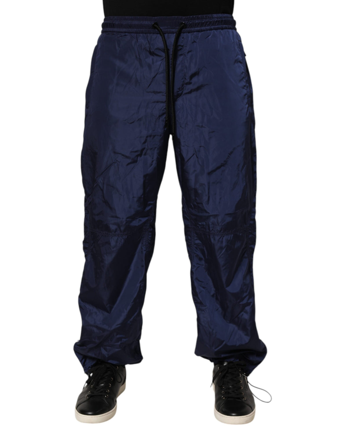 Blue Nylon Straight Jogger Sweatpants Pants